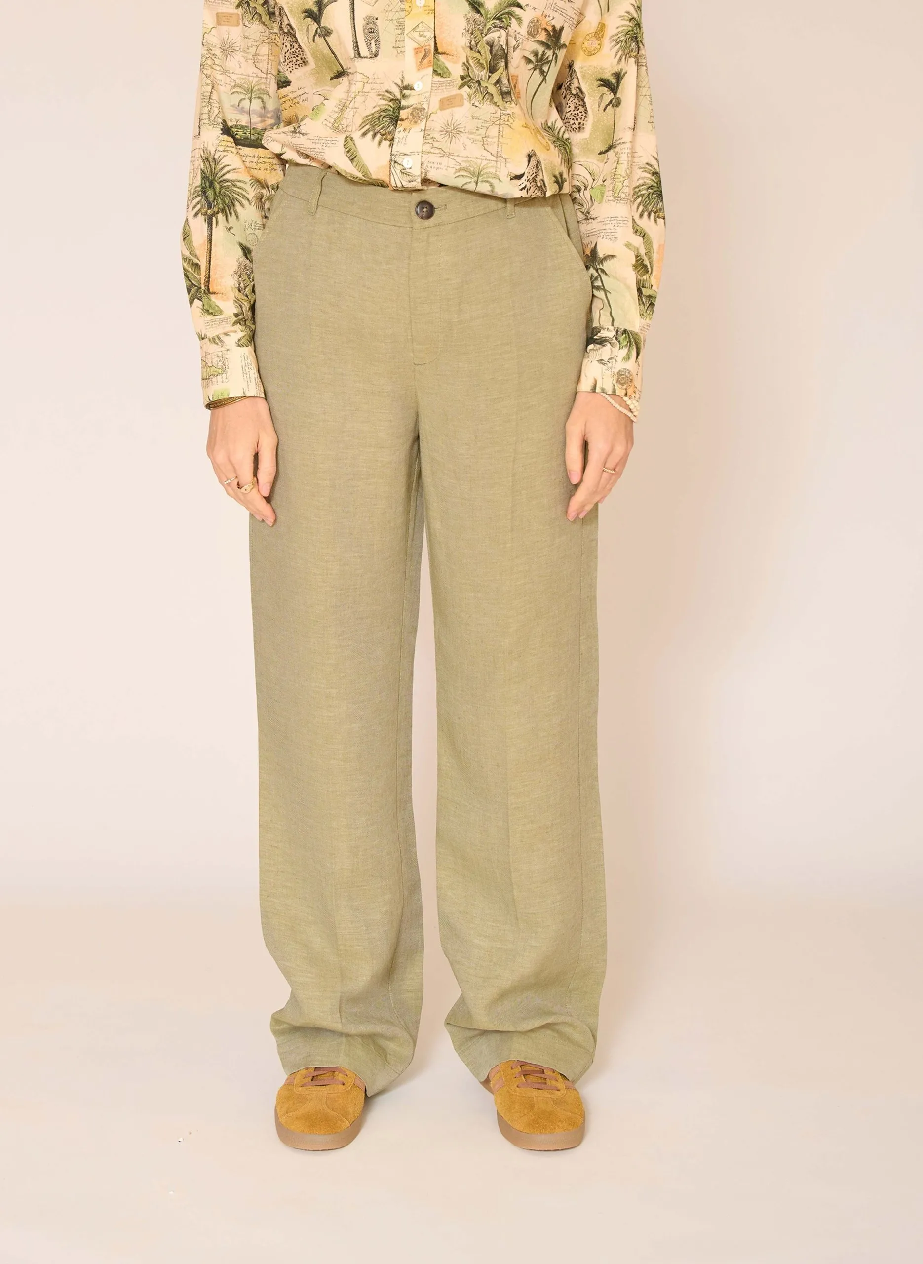 Hose aus Leinen-Mix Khaki POCATELLO