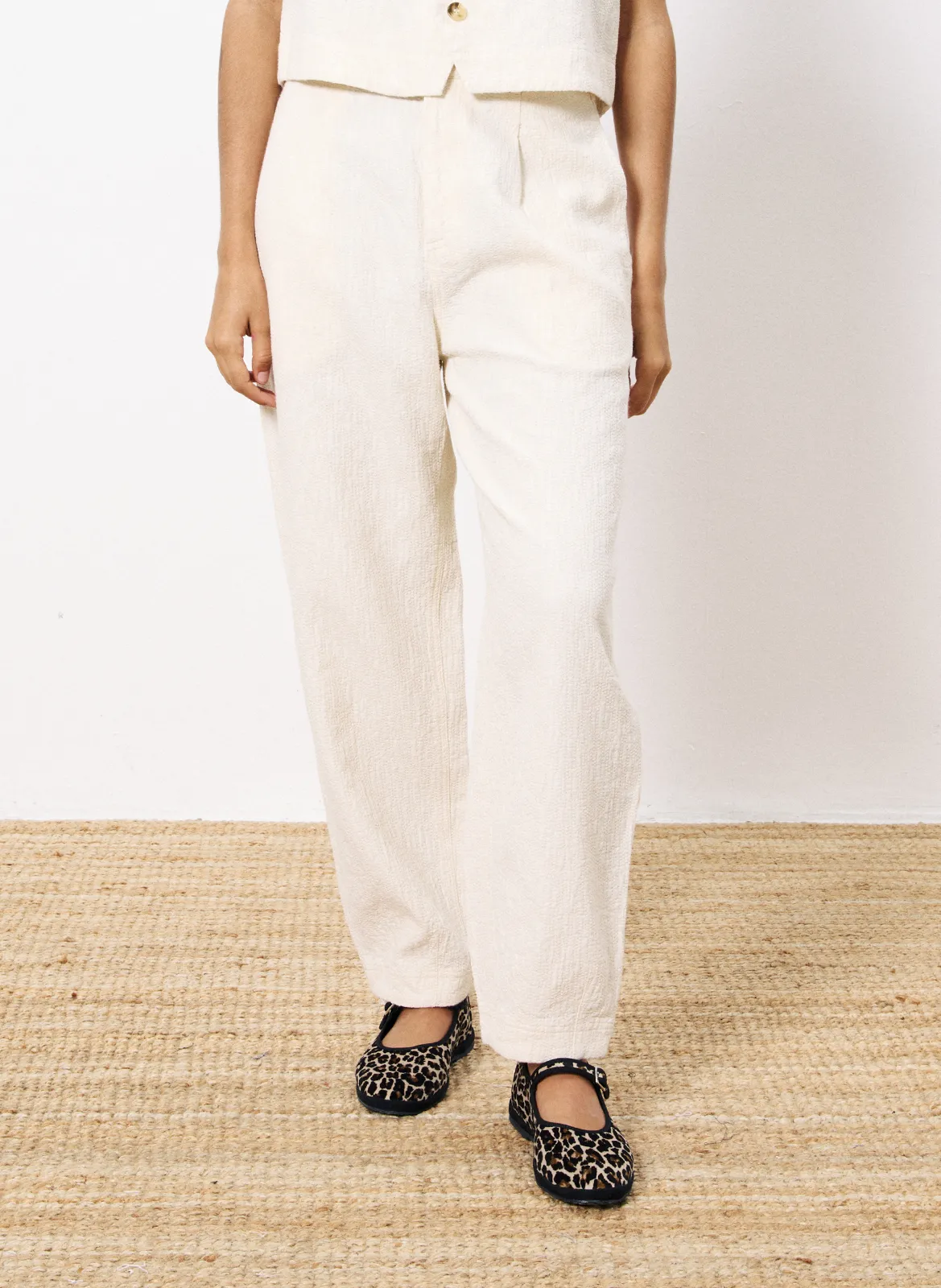 Bundfaltenhose - gerader Schnitt Beige PEPITA