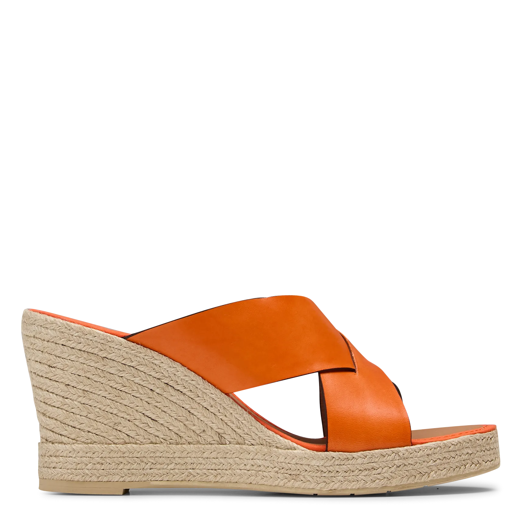Leder-Mules mit Keilabsatz Orange TOLEDO