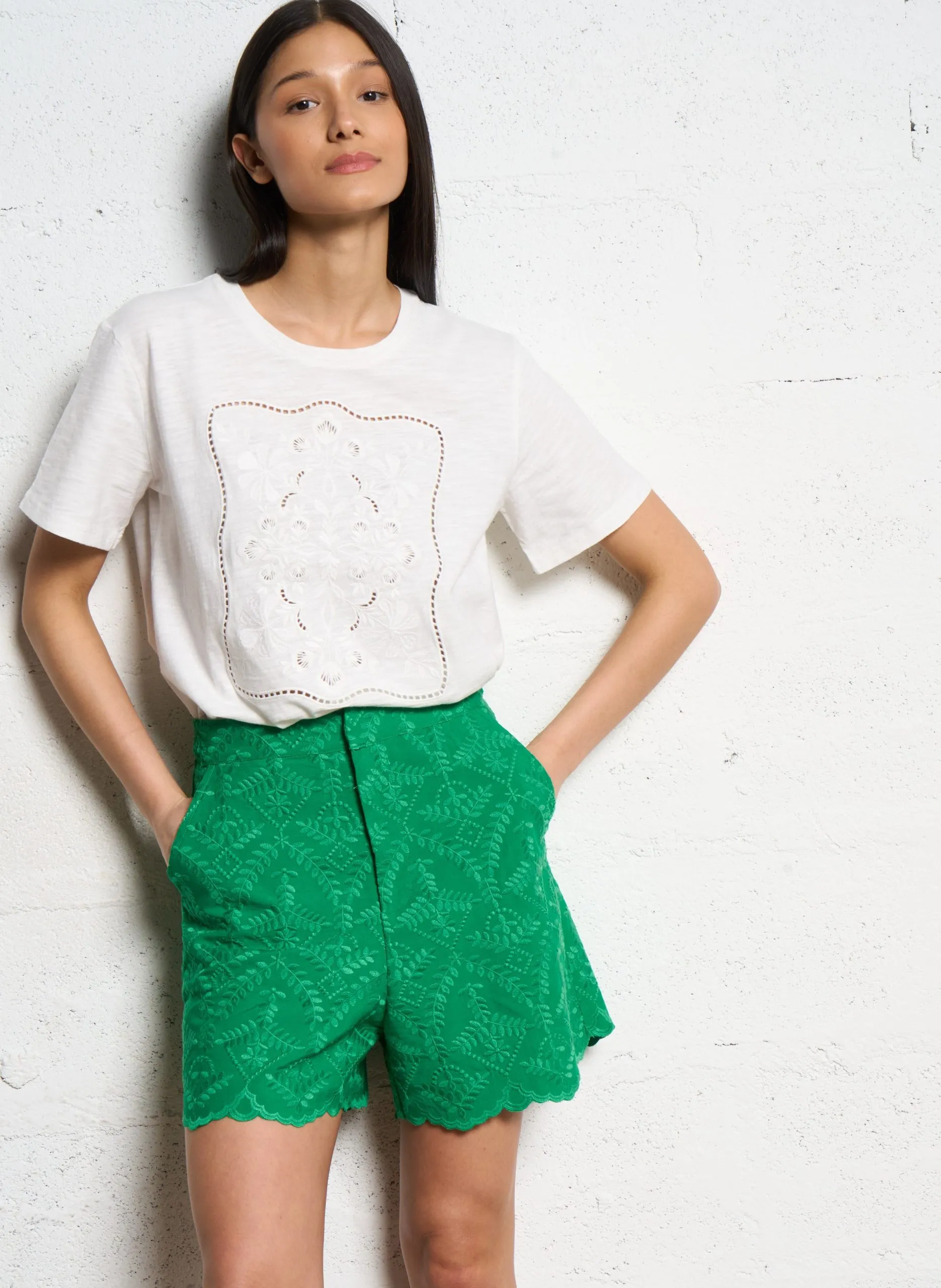 Baumwoll-Pullover mit Rundhalsausschnitt Beige THESSA