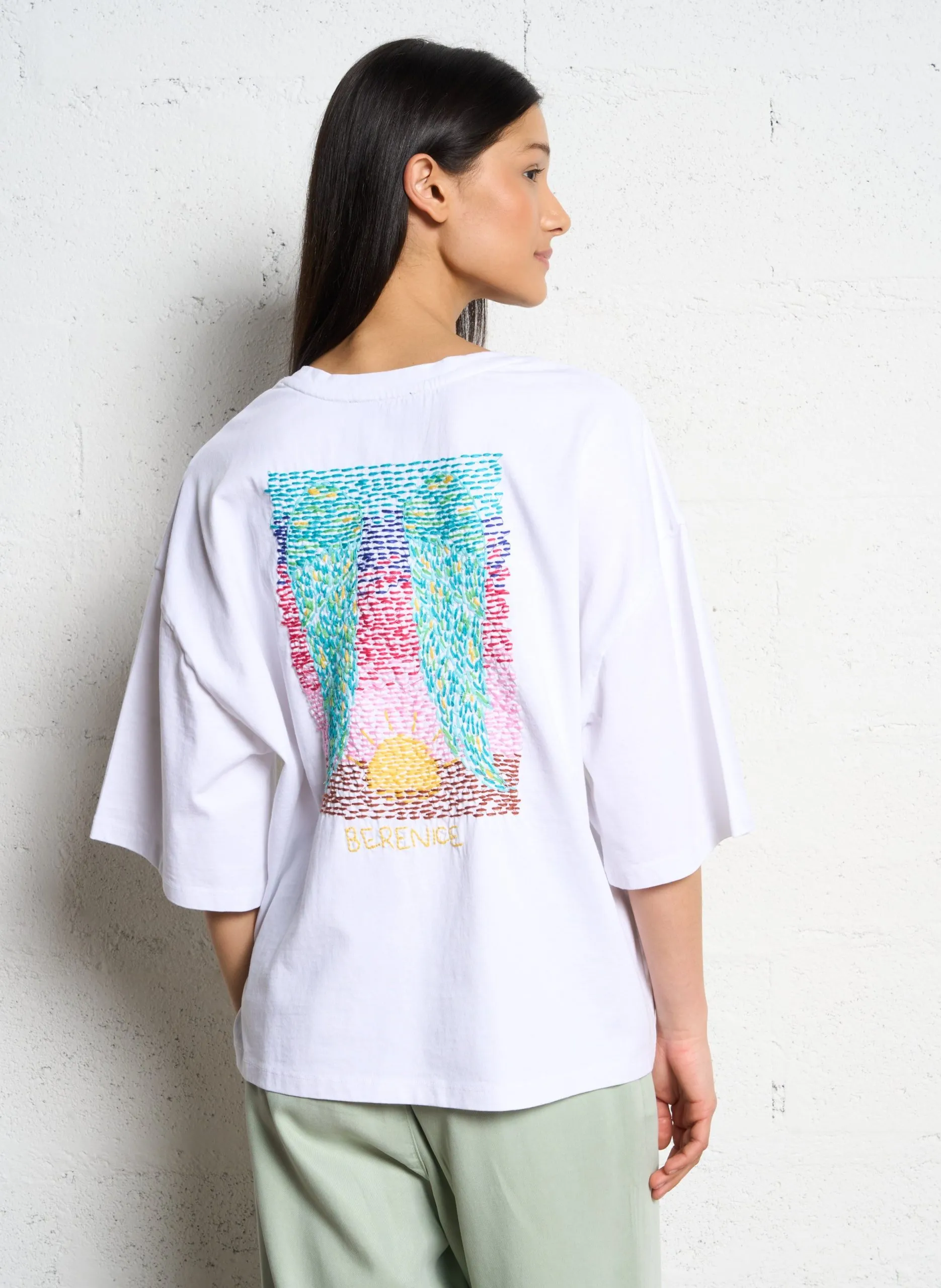 Oversize-T-Shirt aus Baumwolle mit Rundhalsausschnitt Weiss TERZAAILES