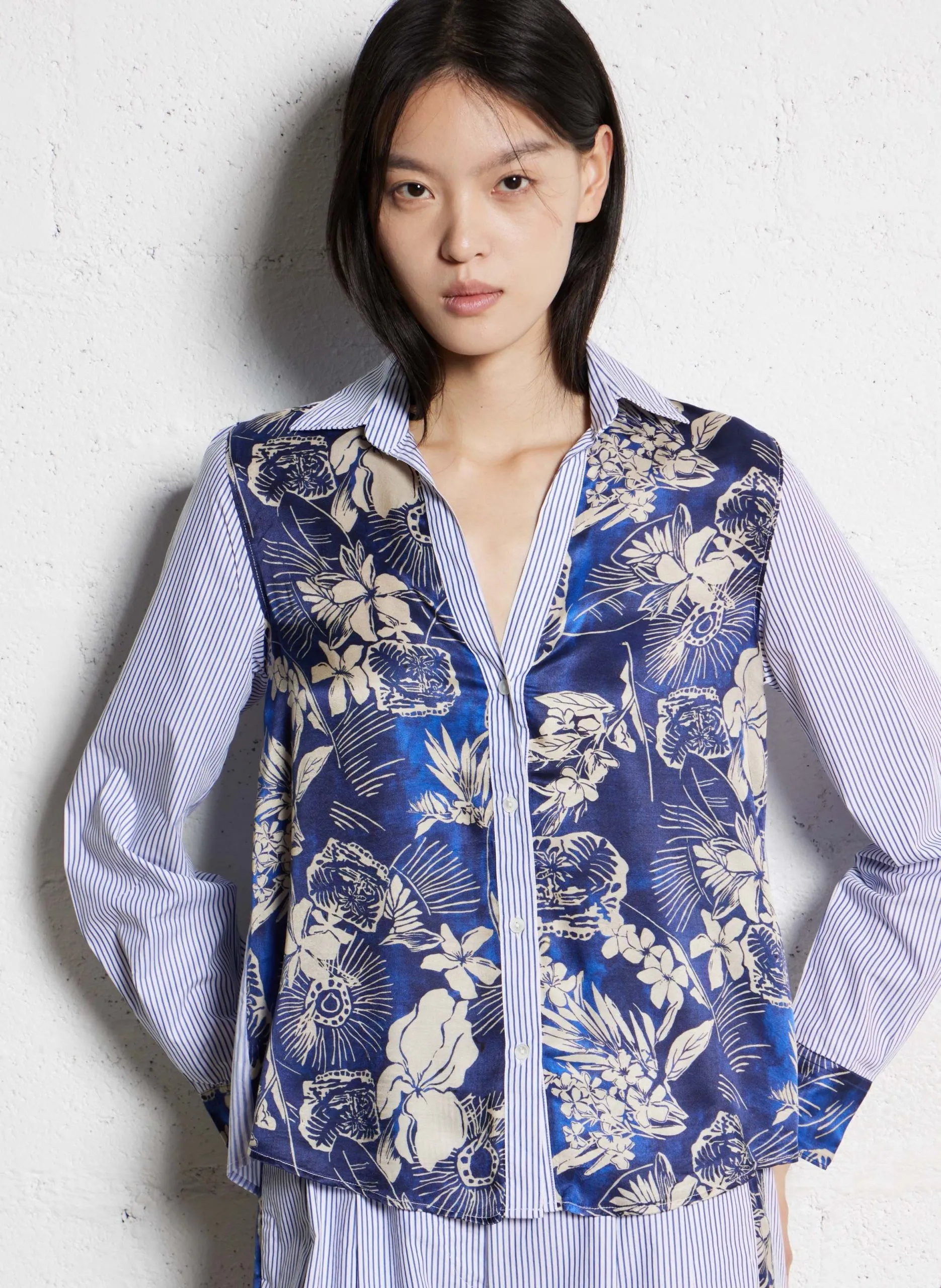 Baumwoll-Bluse Blau CLIDA