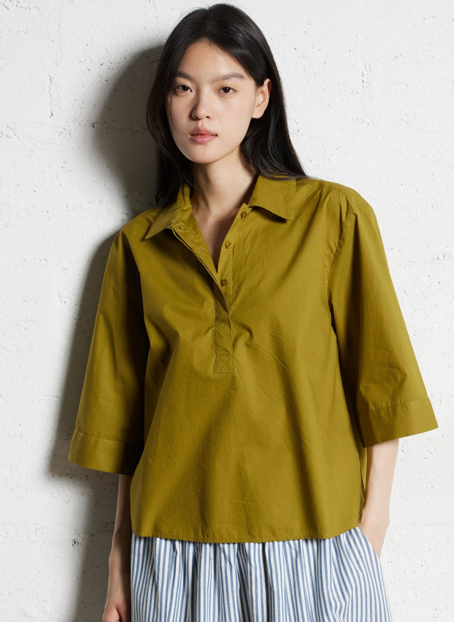 A-Linie Bluse mit kurzen Ärmeln Grun PADOVA