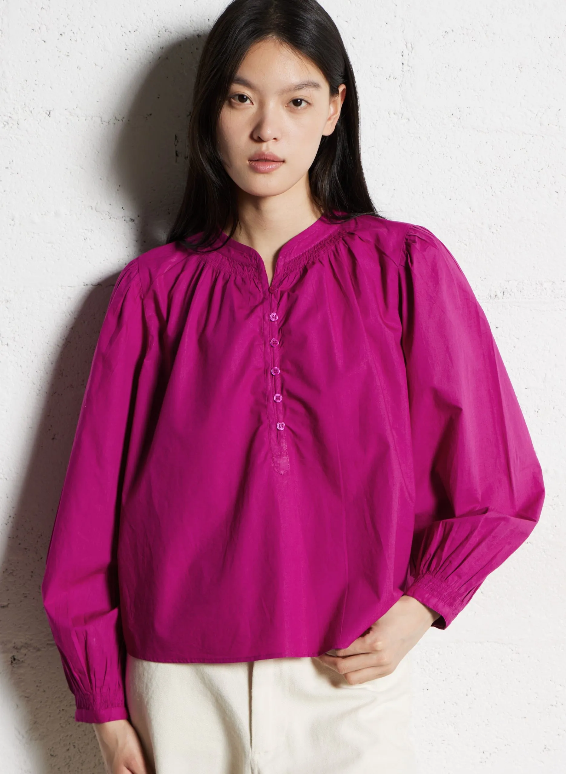 Oversize-Bluse aus Baumwolle Rosa LOULA