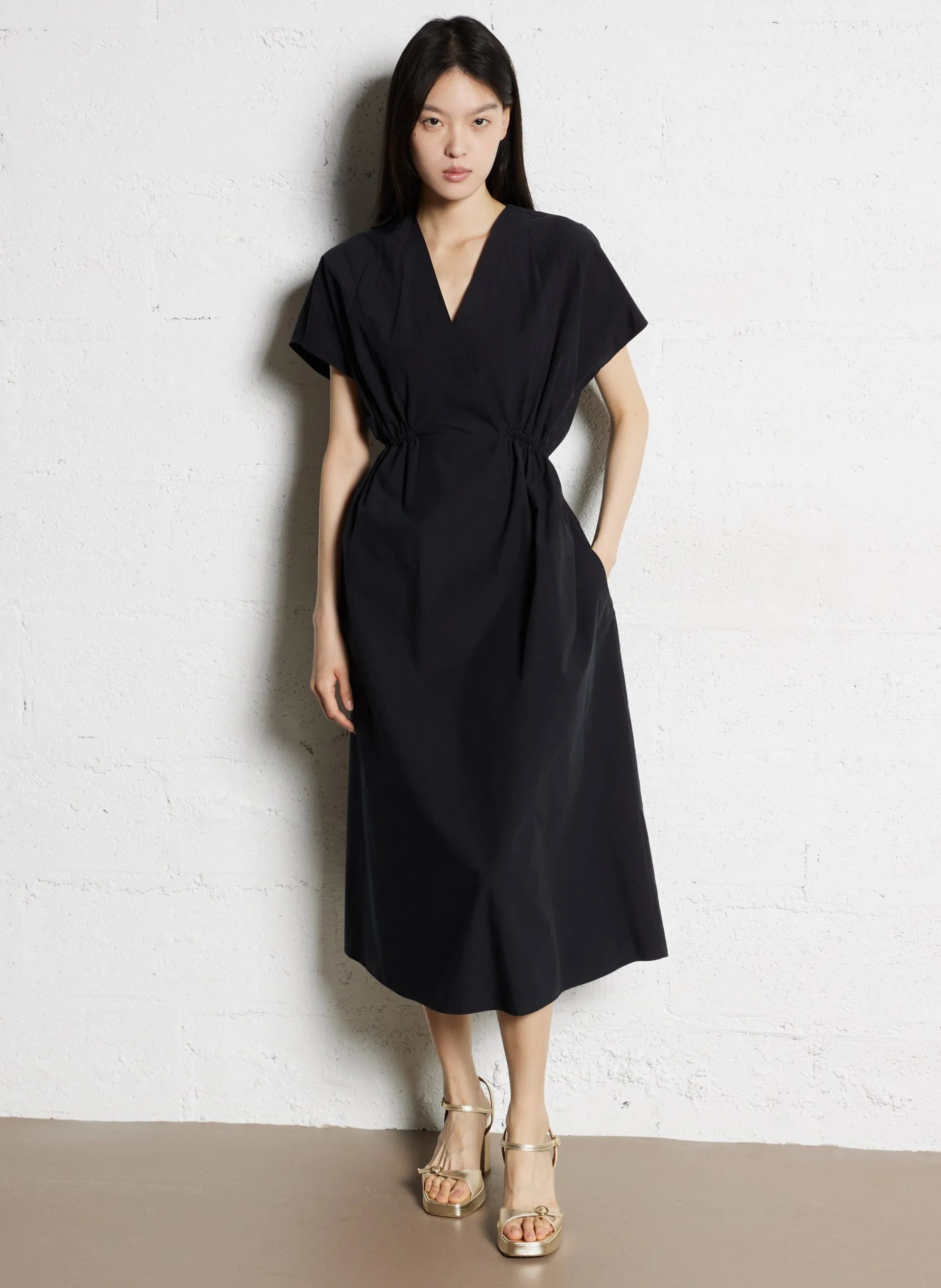 Midi-Kleid mit Raffungen Schwarz BLASONE