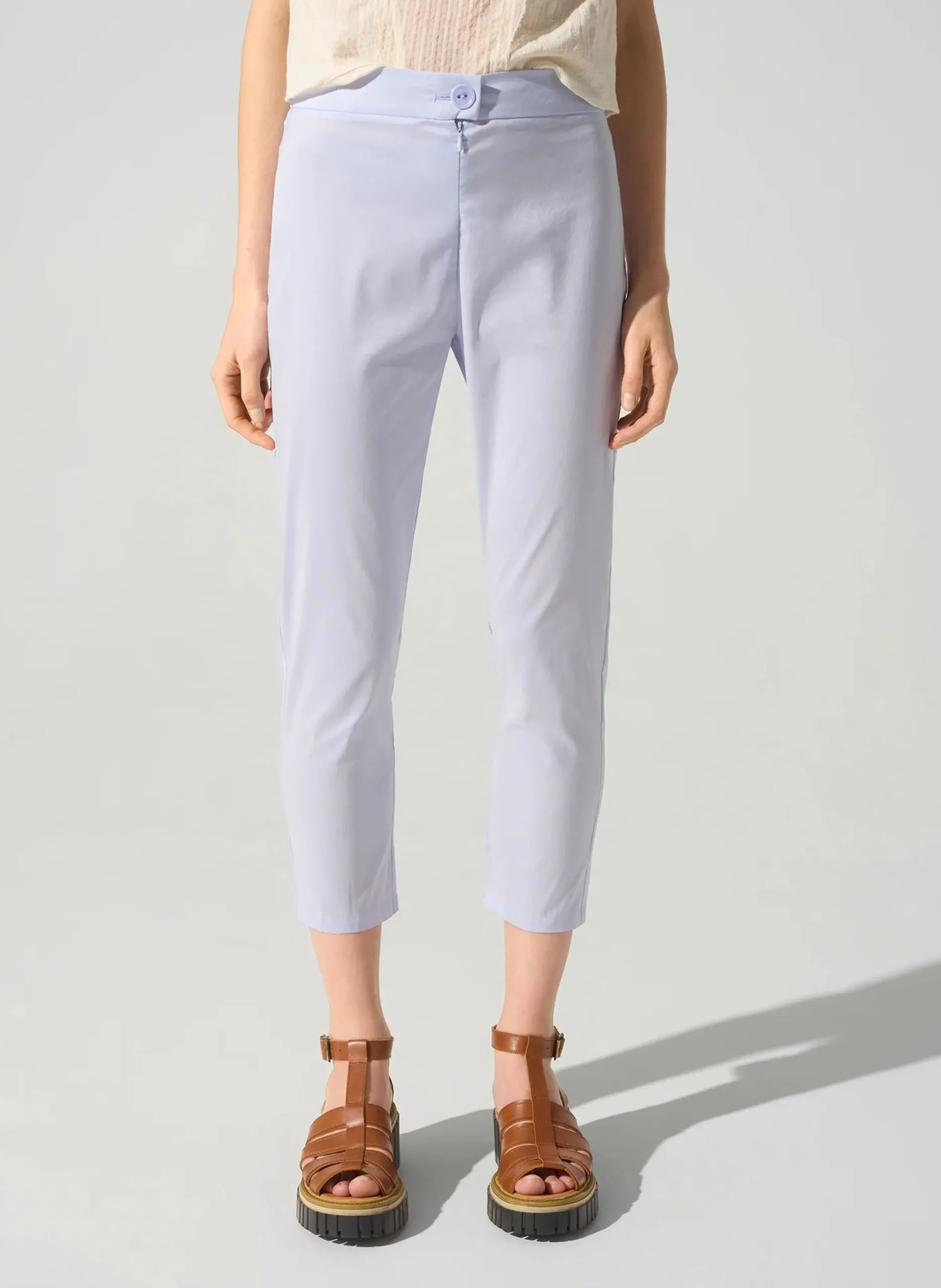 Gerade geschnittene Caprihose aus Baumwoll-Mix Blau