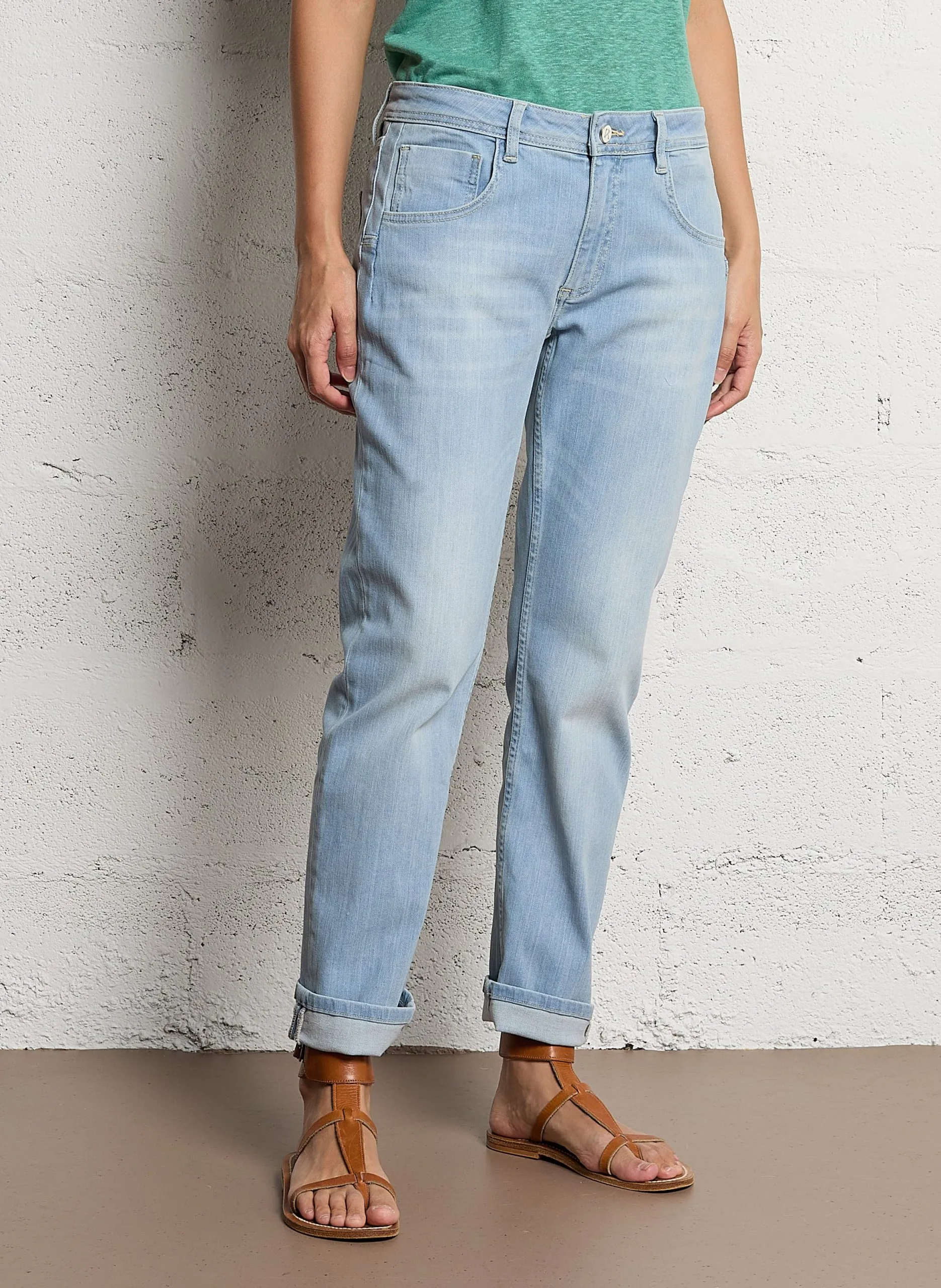 Boyfriend-Jeans aus Bio-Baumwoll-Mix Blau NINA