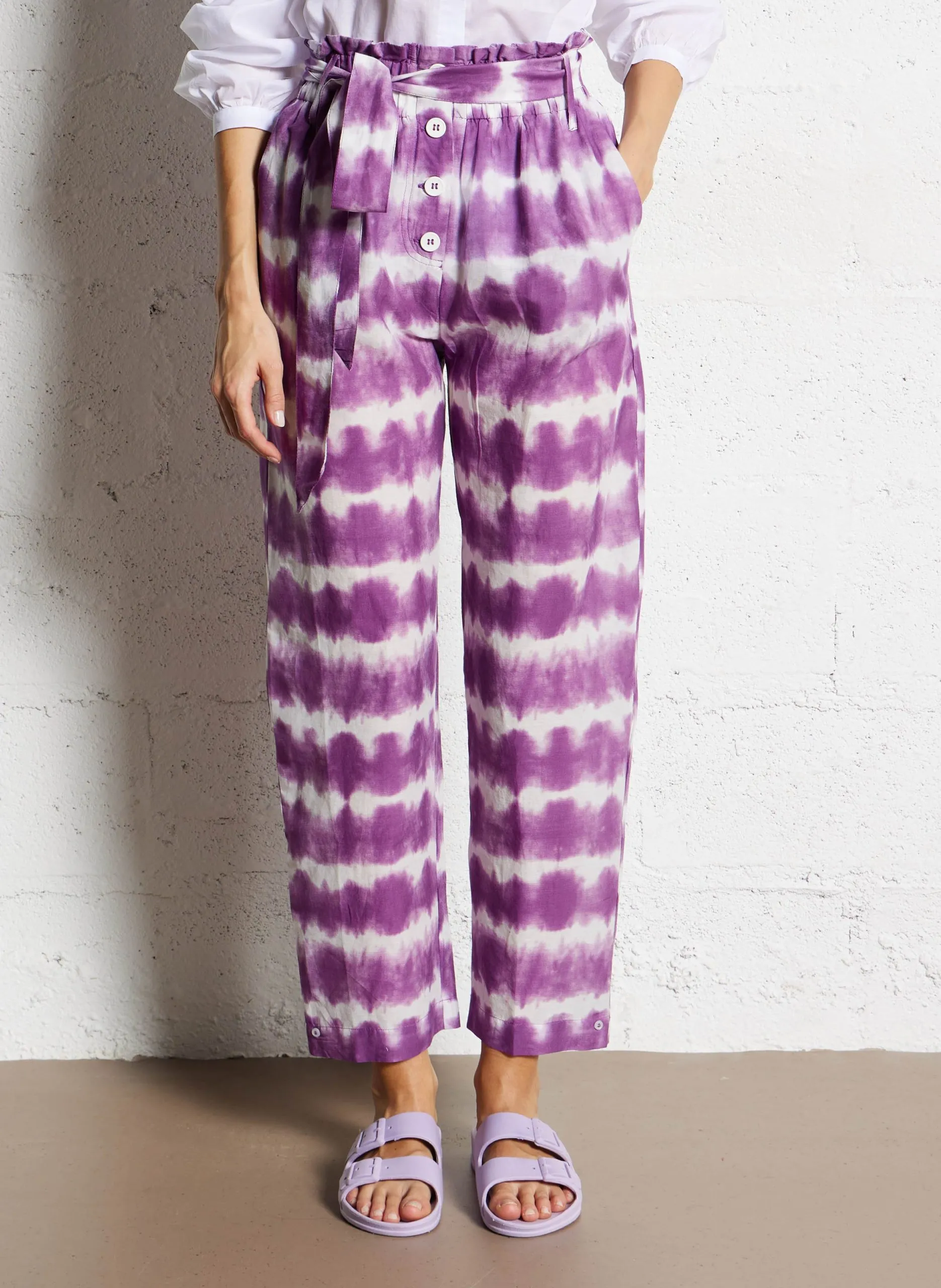 Gerade Baumwollhose Violett PIERRE