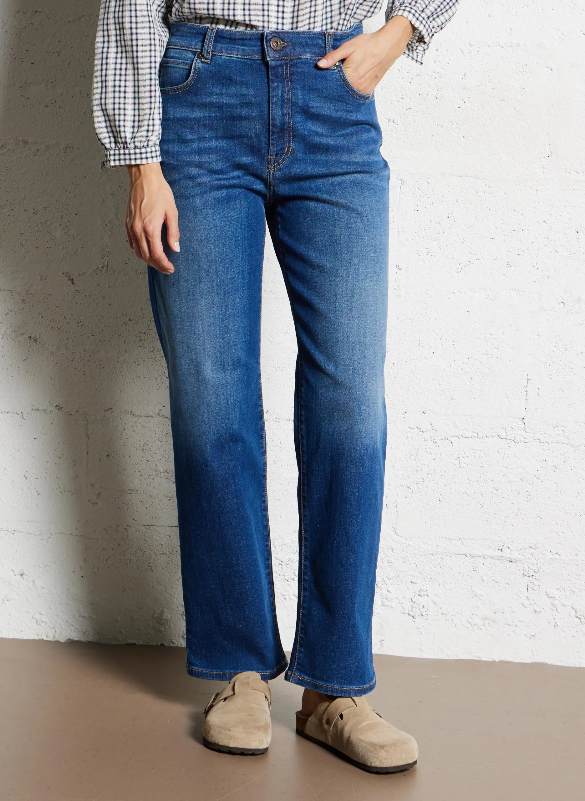 Gerade geschnittene Jeans aus Baumwoll-Mix Blau ORTISEI