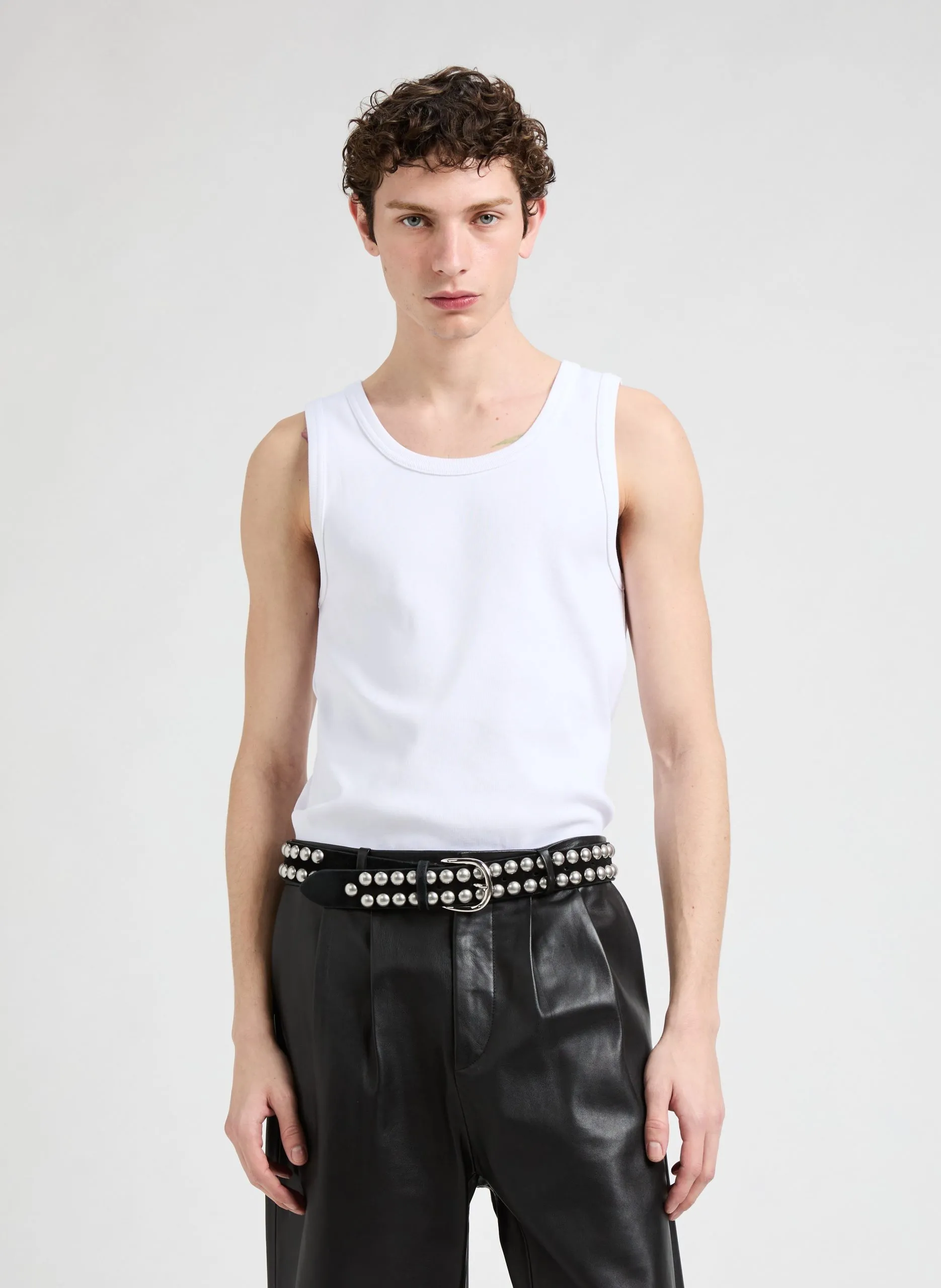 Geripptes Tanktop aus Baumwolle Weiss DANK