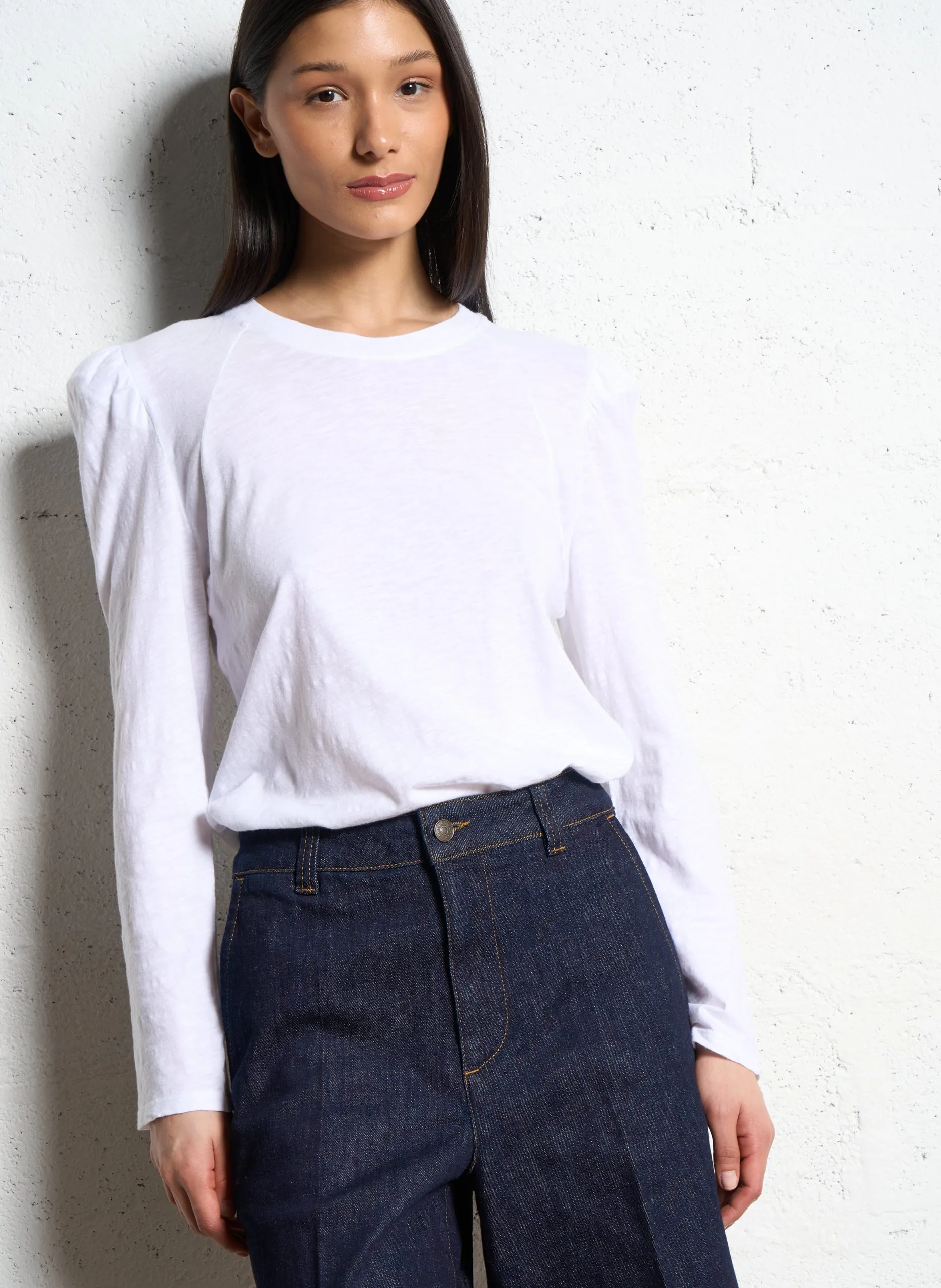 Gerade geschnittenes T-Shirt aus Baumwolle Weiss TEULALIE