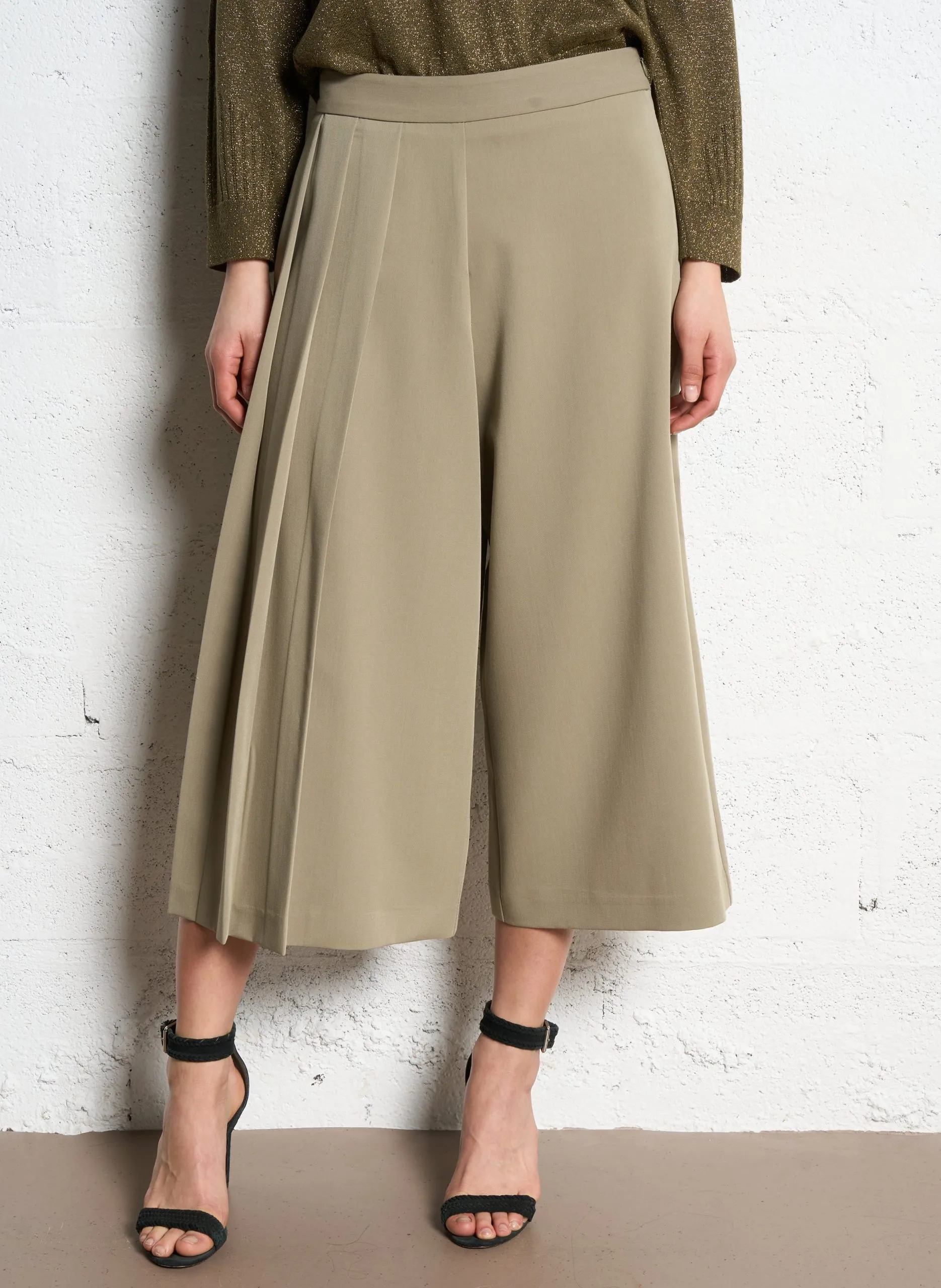 Hose, weit geschnitten - Mit Bundfalten Khaki