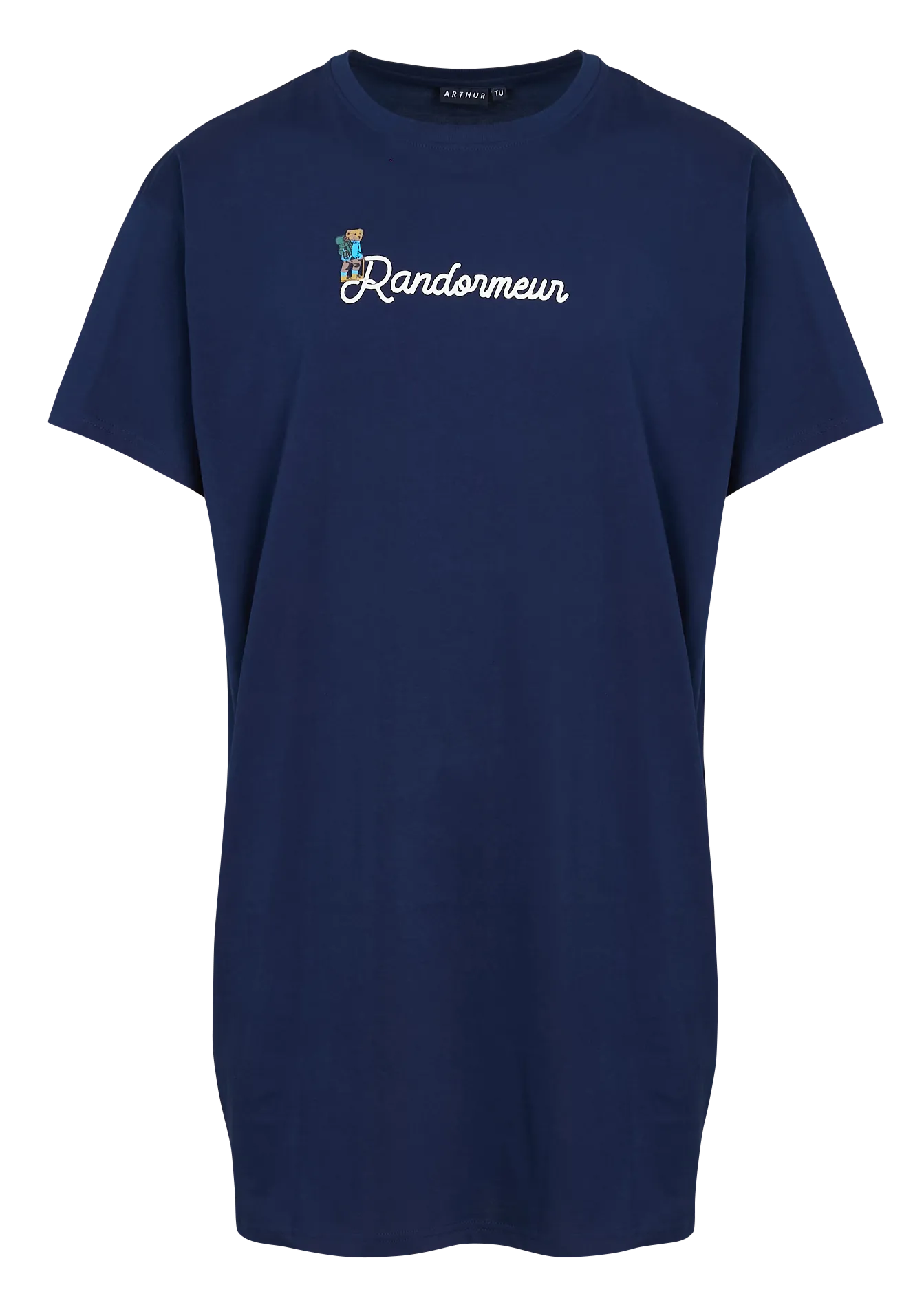 Nachthemd aus Baumwolle mit Rundhalsausschnitt Blau