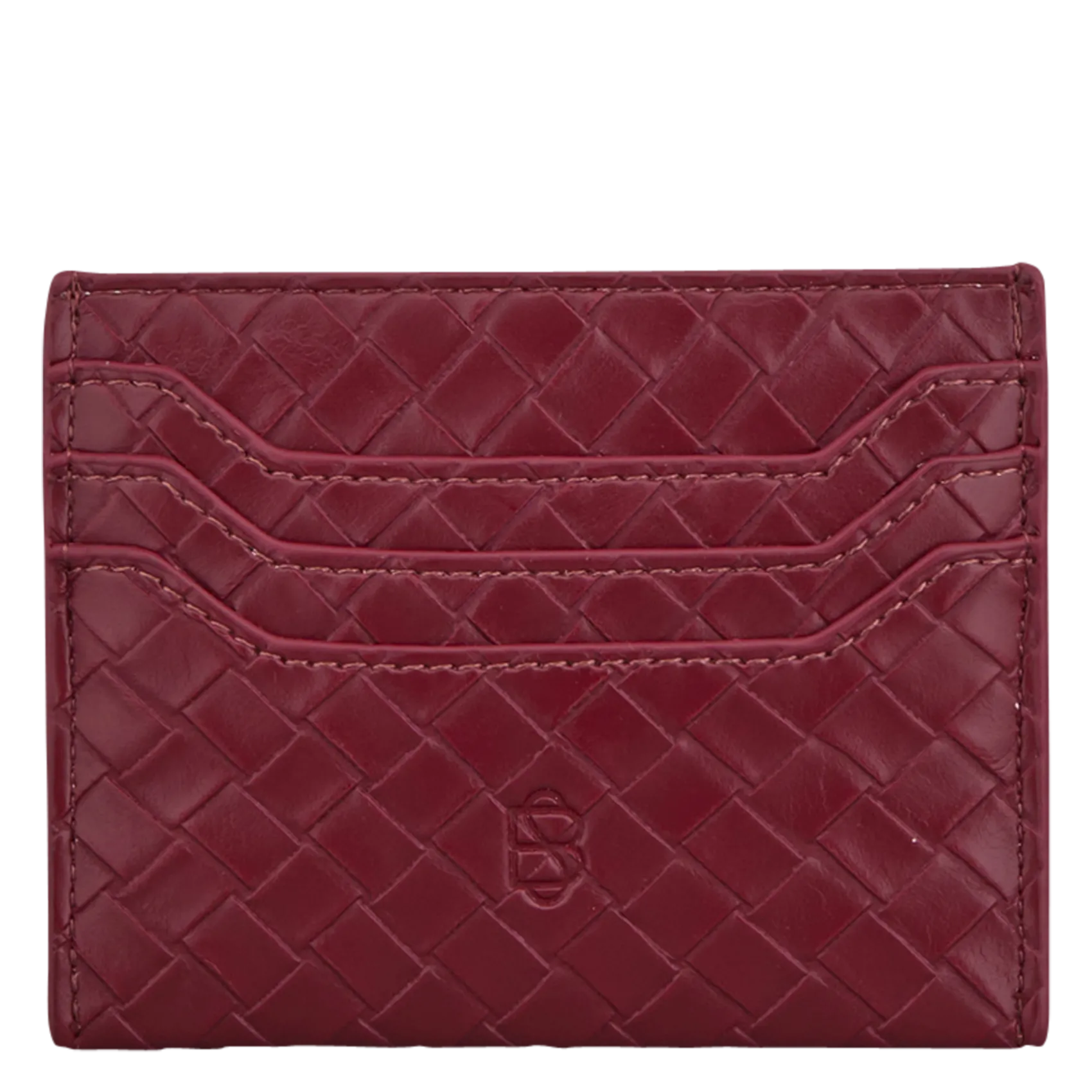 Geflochtene Kunstleder-Kartenetui Rot