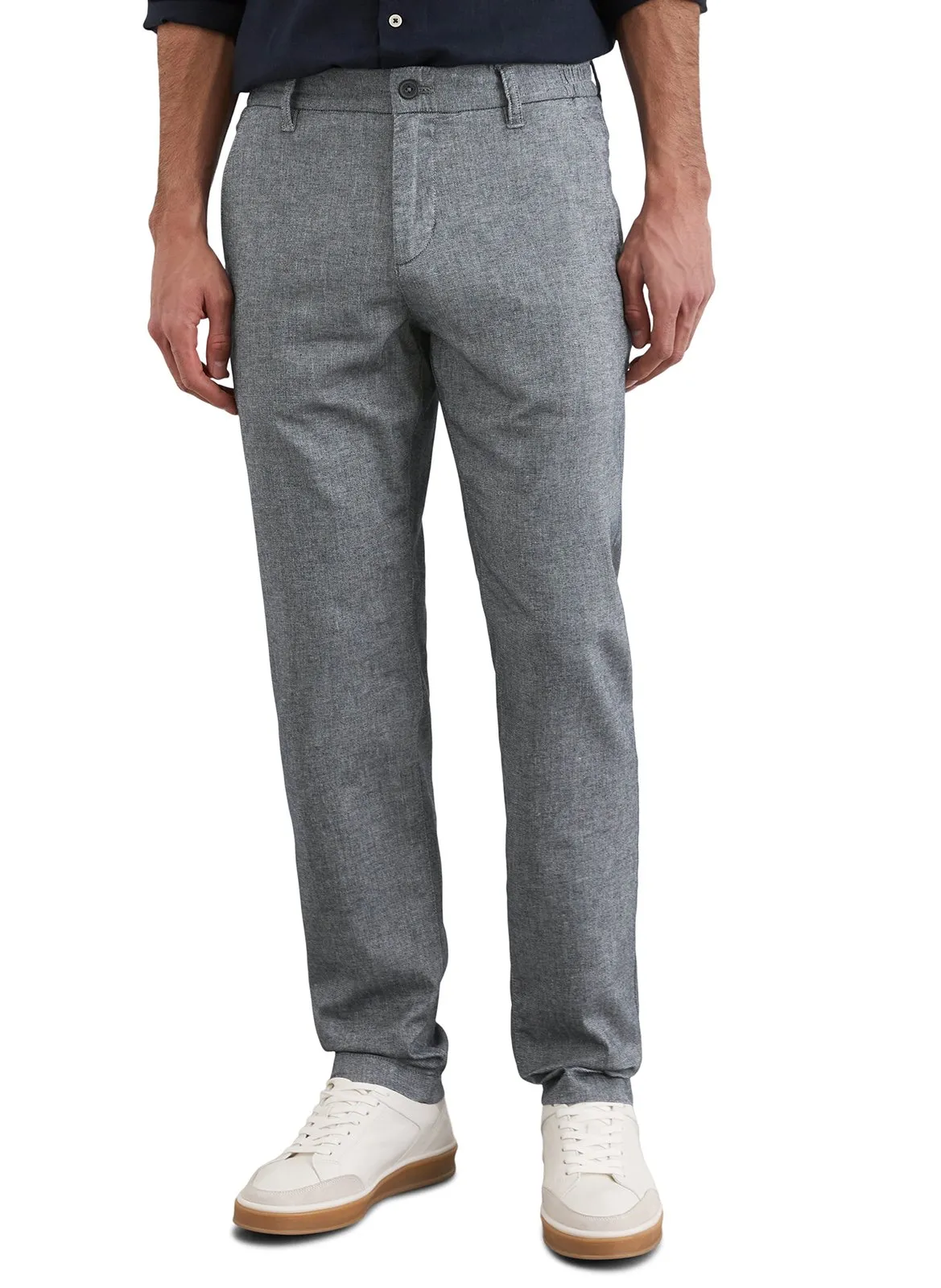 Gerade geschnittene Hose aus Baumwoll-Leinen-Mix Blau