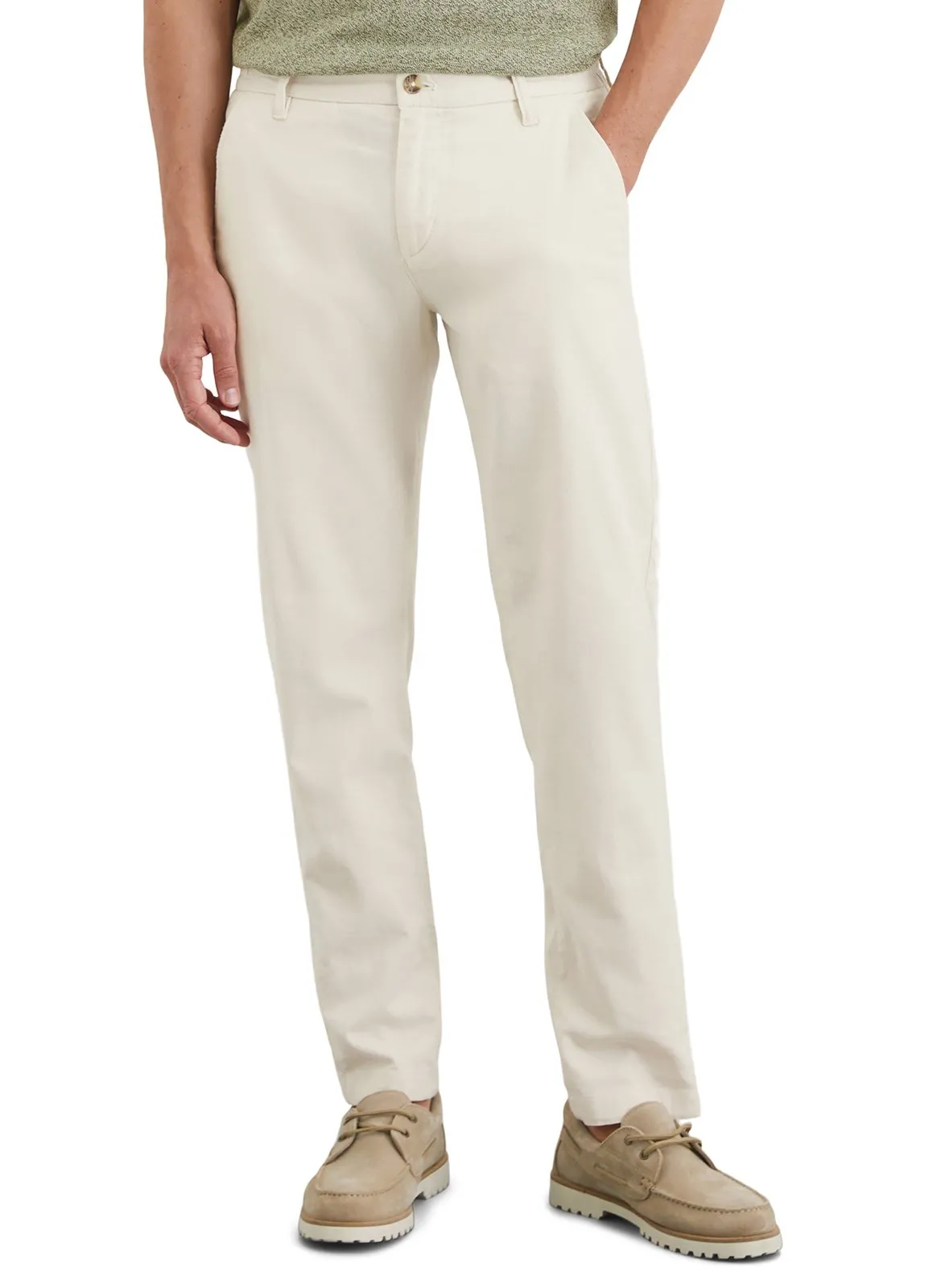 Gerade geschnittene Hose aus Baumwoll-Leinen-Mix Mehrfarbig