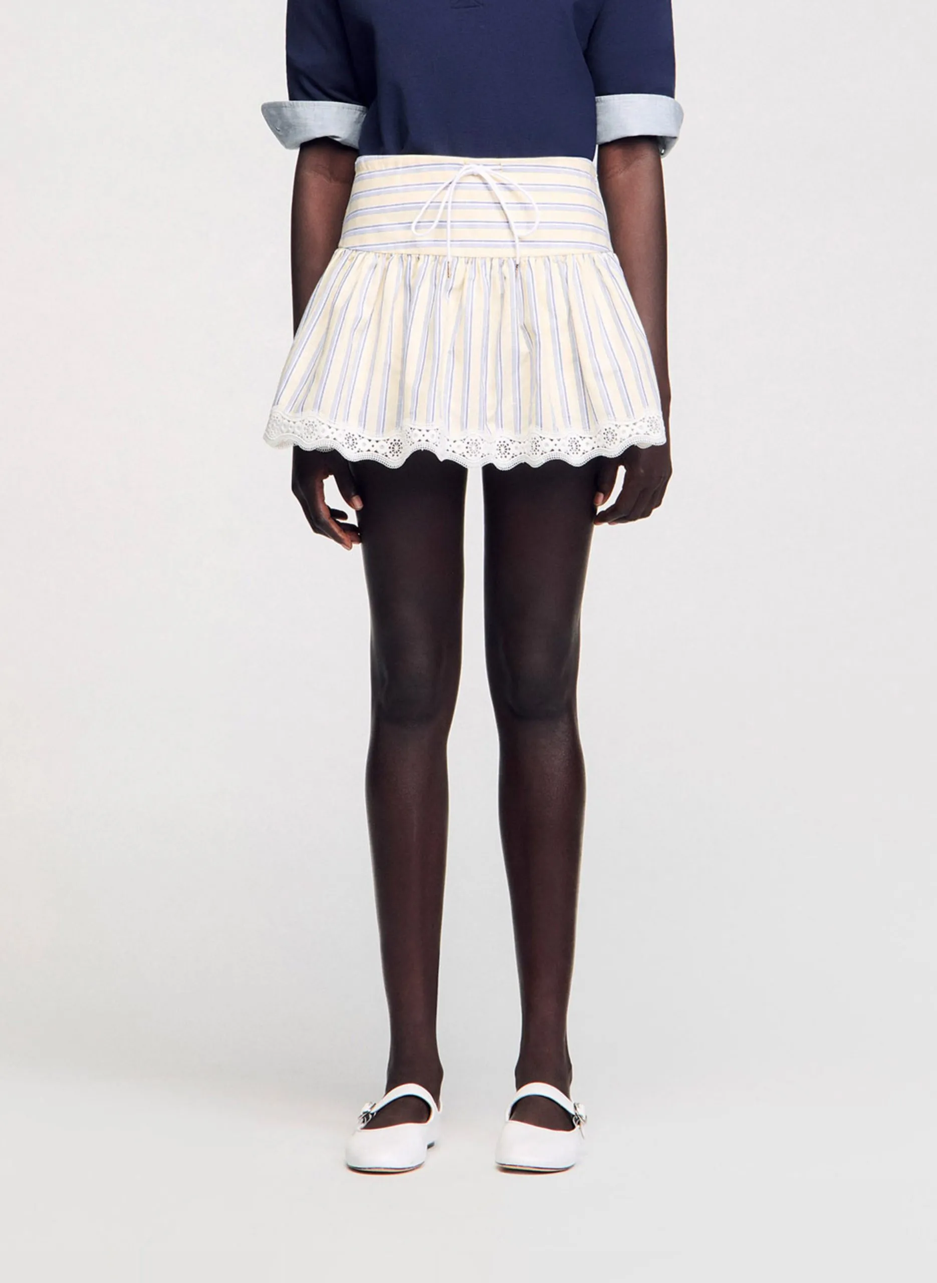 Ausgestellter Streifenrock-Shorts Gelb