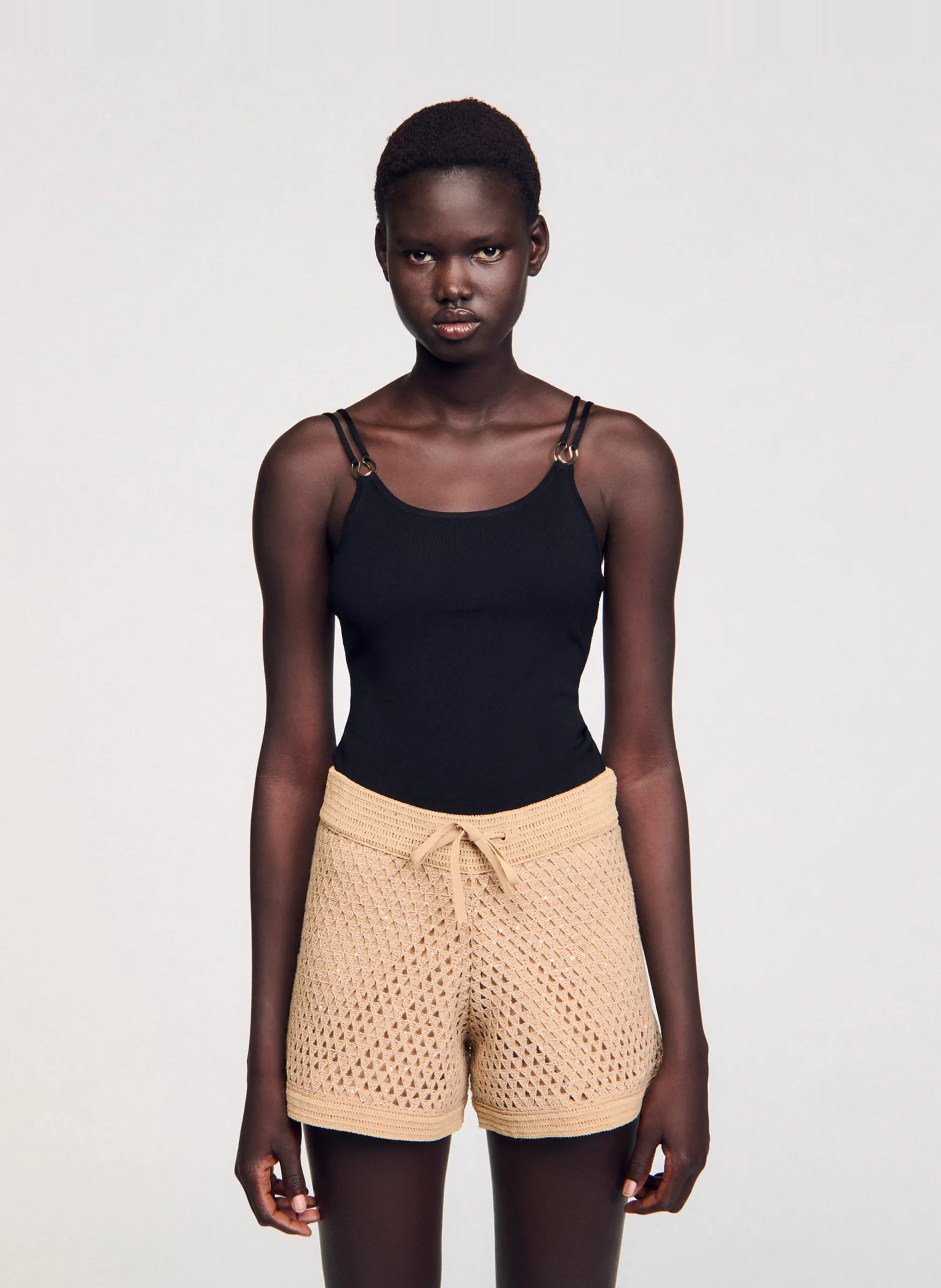 Body aus Strick Schwarz