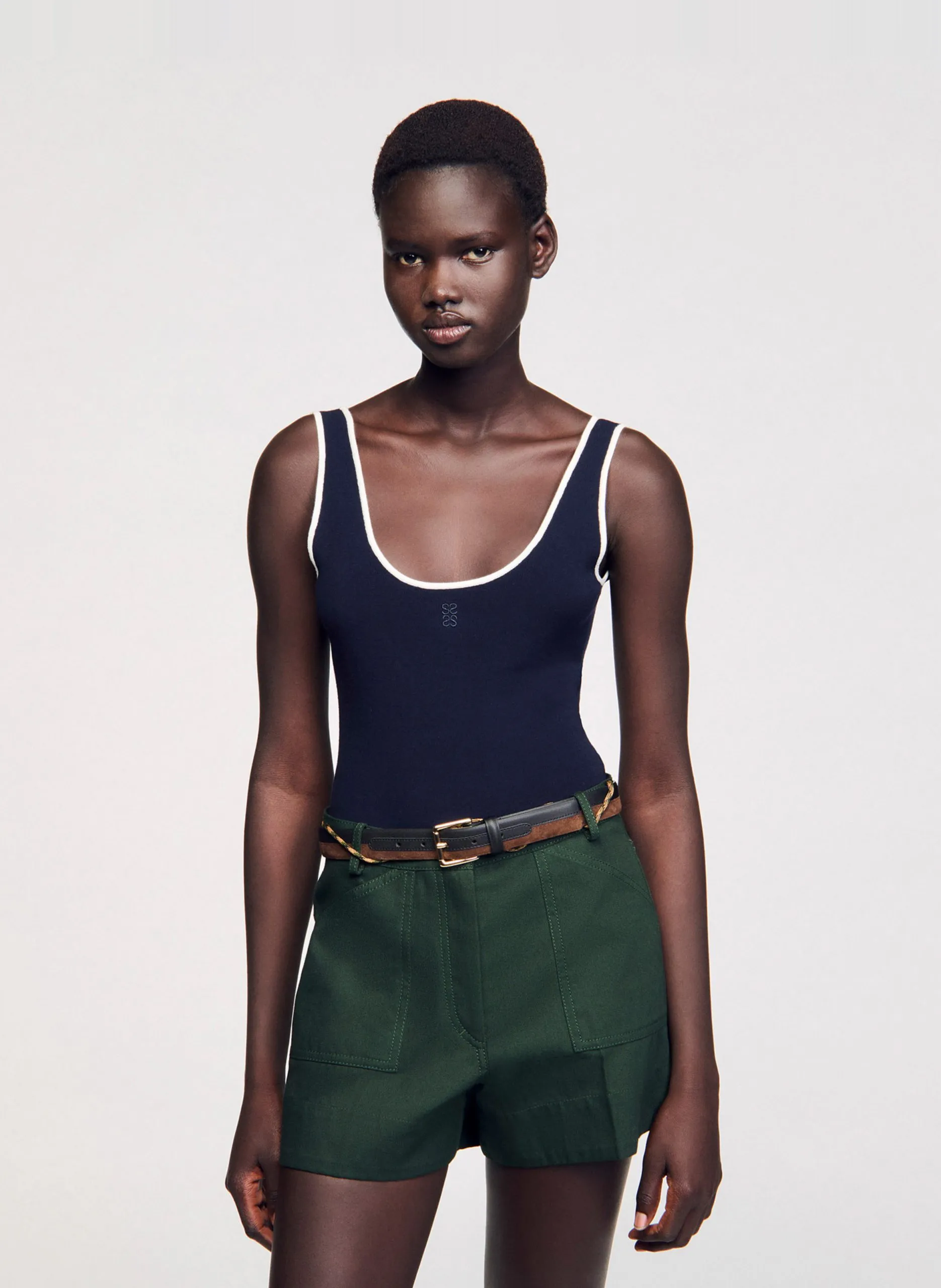 Ärmelloses Body mit gesticktem Logo Blau