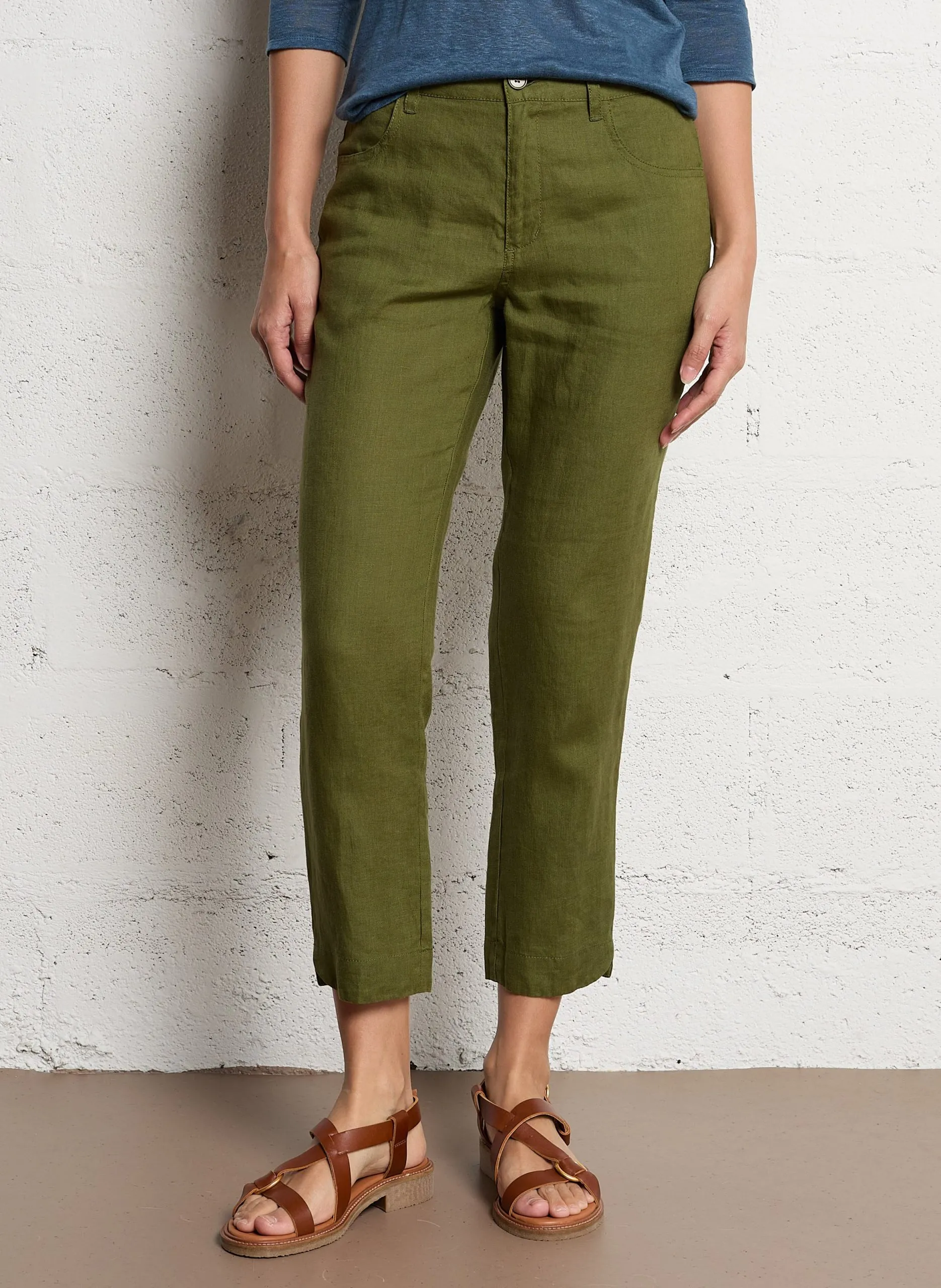Hoch sitzende Leinenhose Khaki IPANEMA
