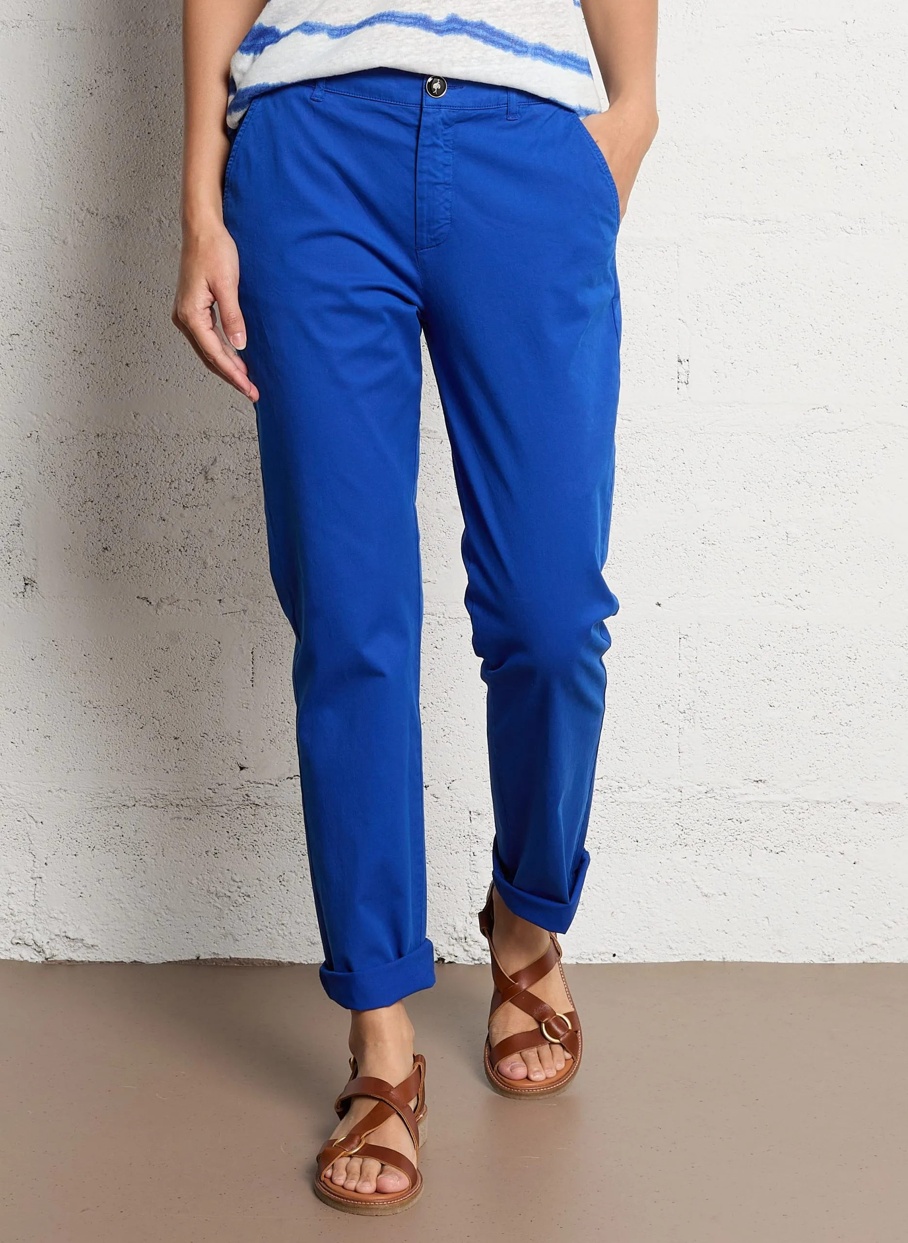 Hose aus Baumwoll-Mix, Slim Fit Blau LE EDEN