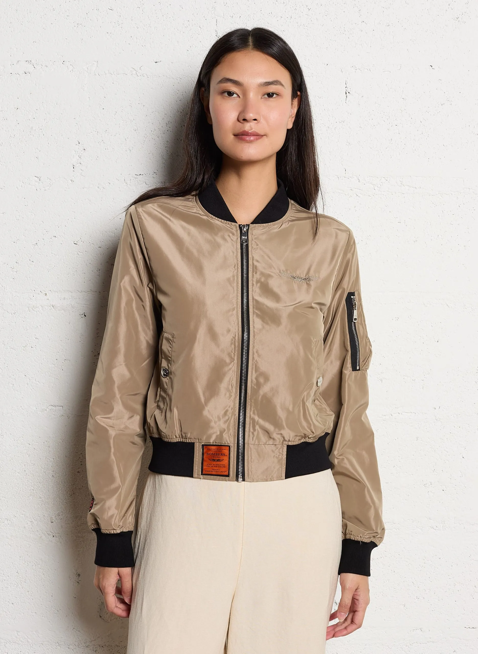 Bomberjacke aus Nylon Beige MA1