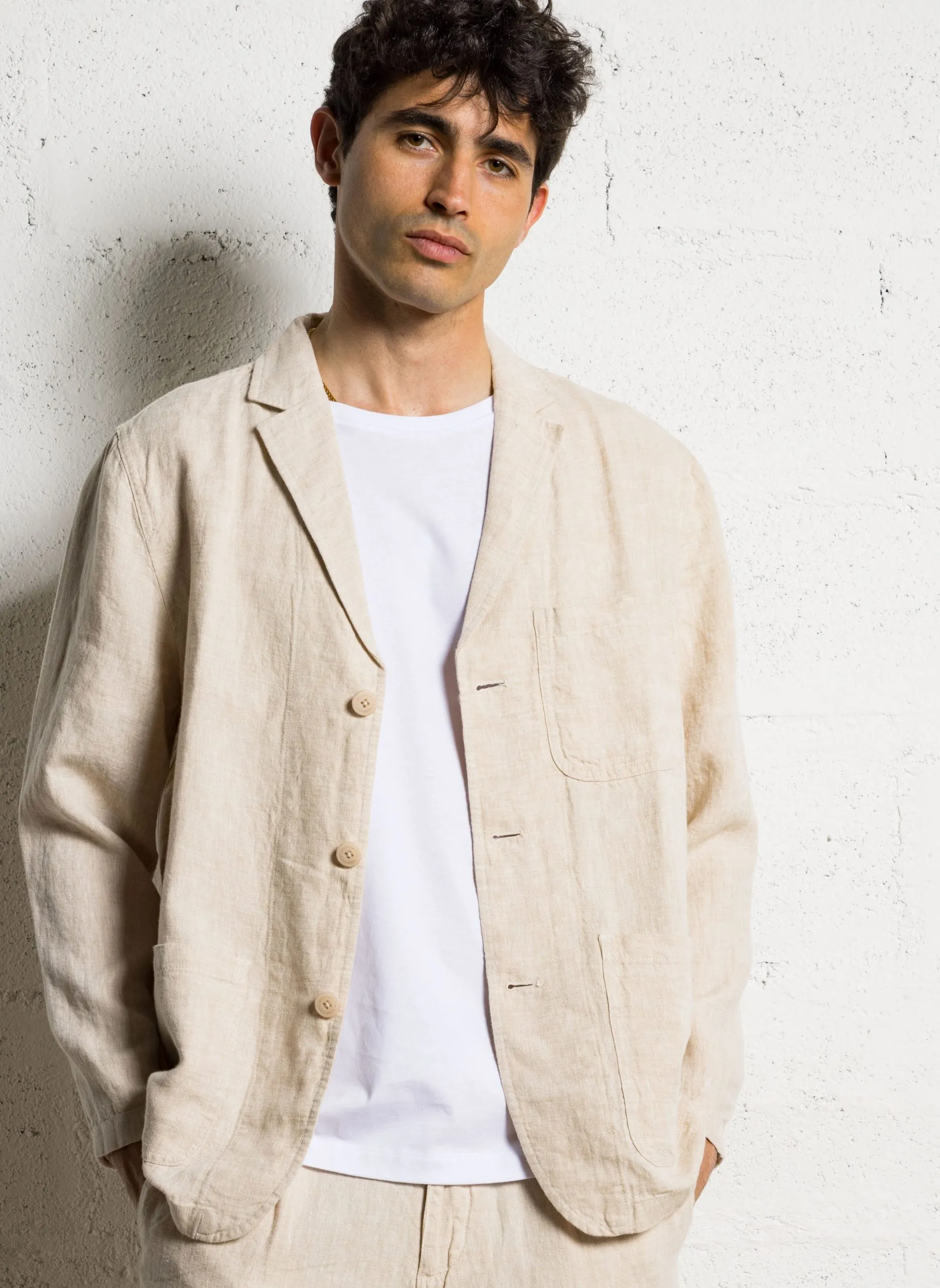 Blazer aus Bio-Leinen Beige