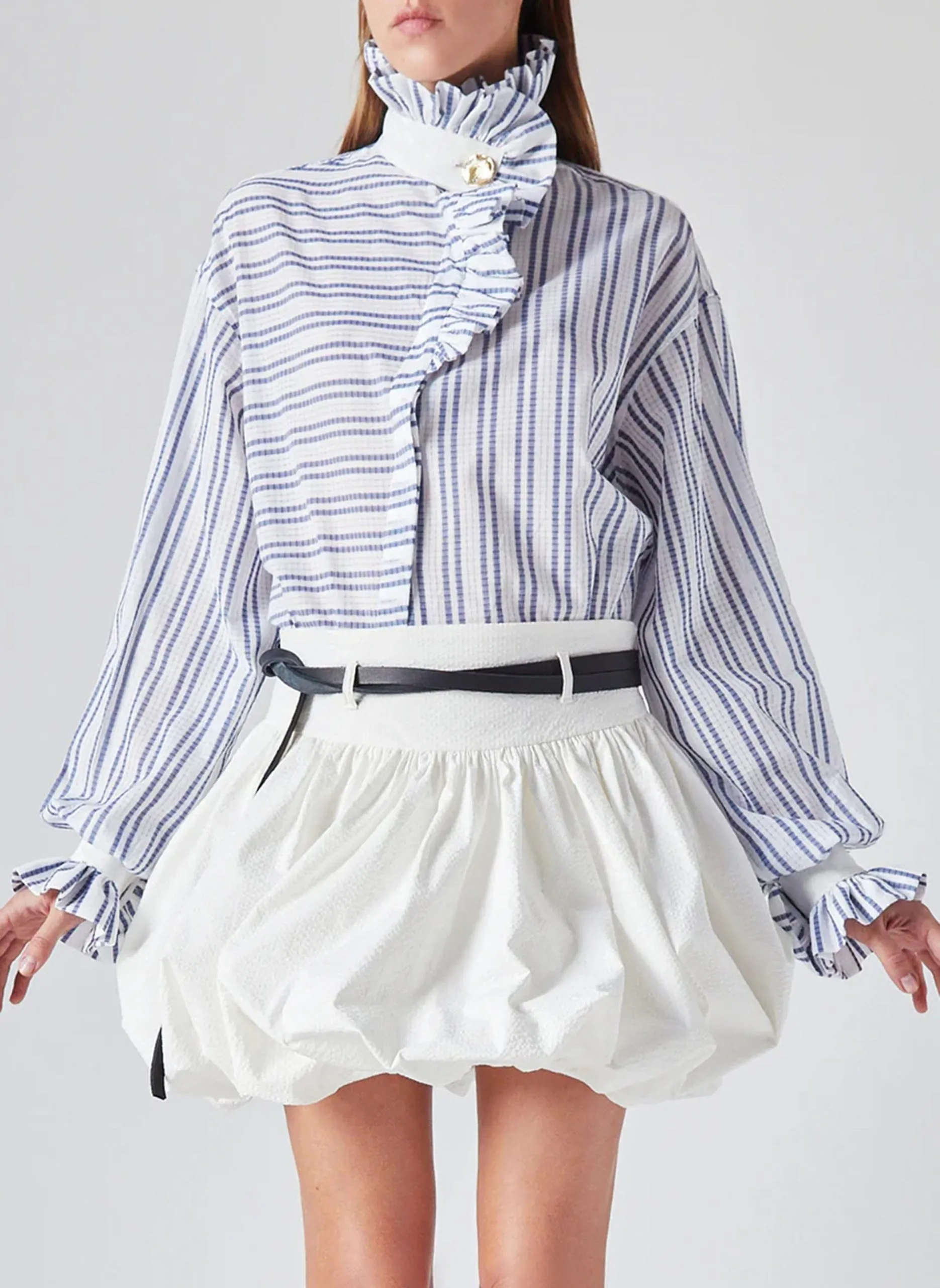 Alexandra - Plumetis-Bluse Blau EZRA