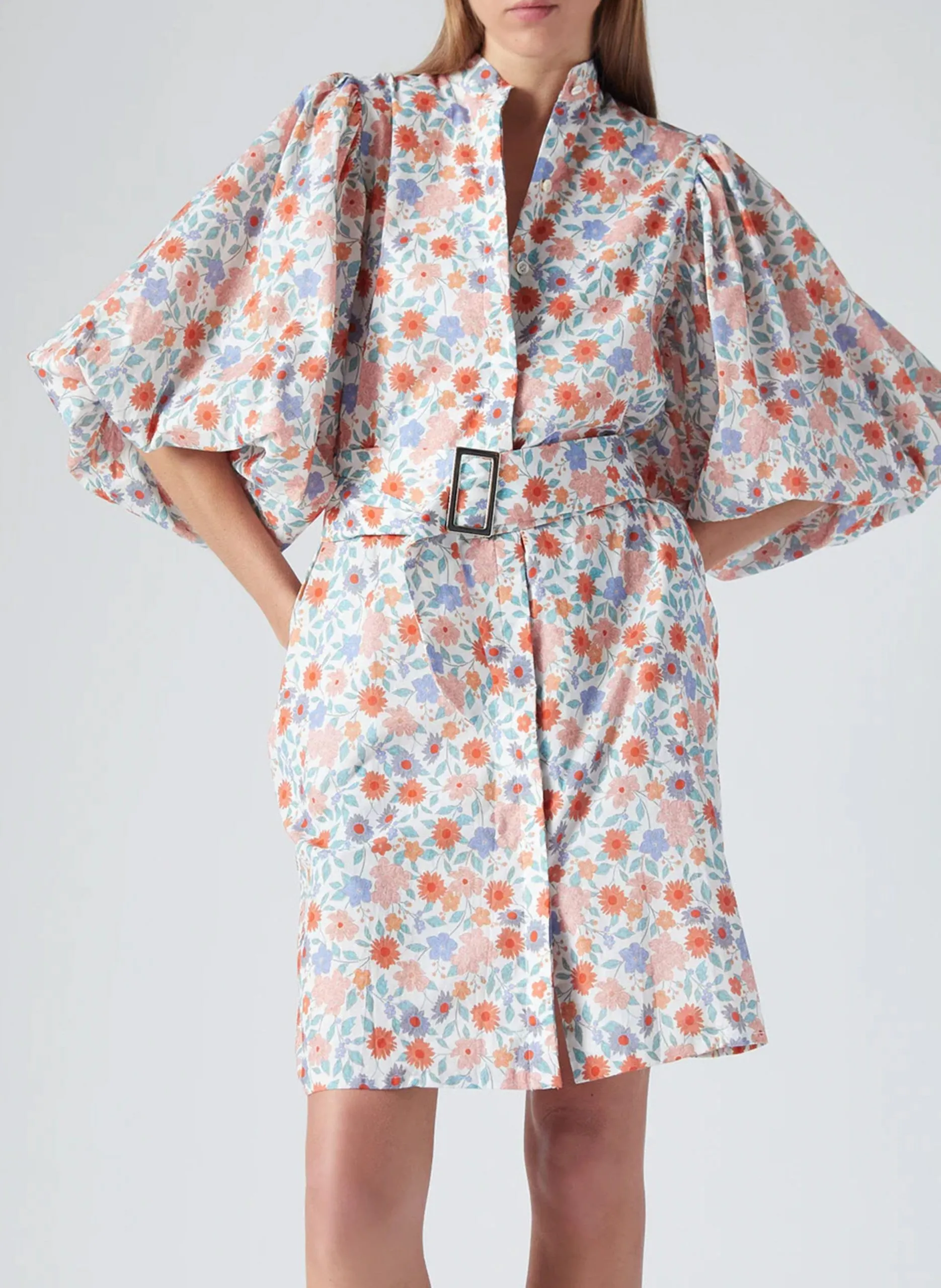 Baumwoll-Kurzkleid mit Rundhalsausschnitt Rot MAEVA