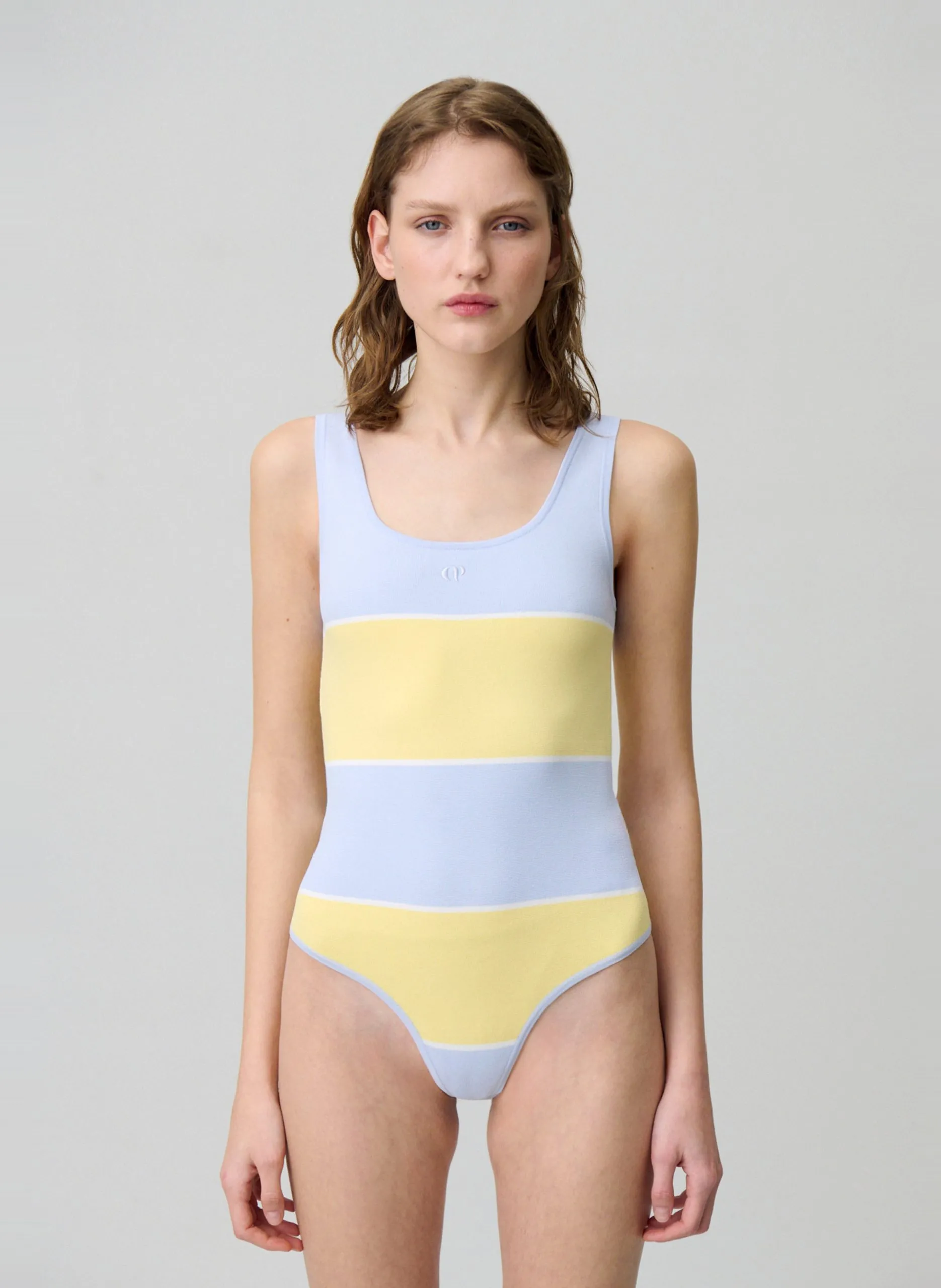 Zweifarbiger Feinstrick-Body Mehrfarbig