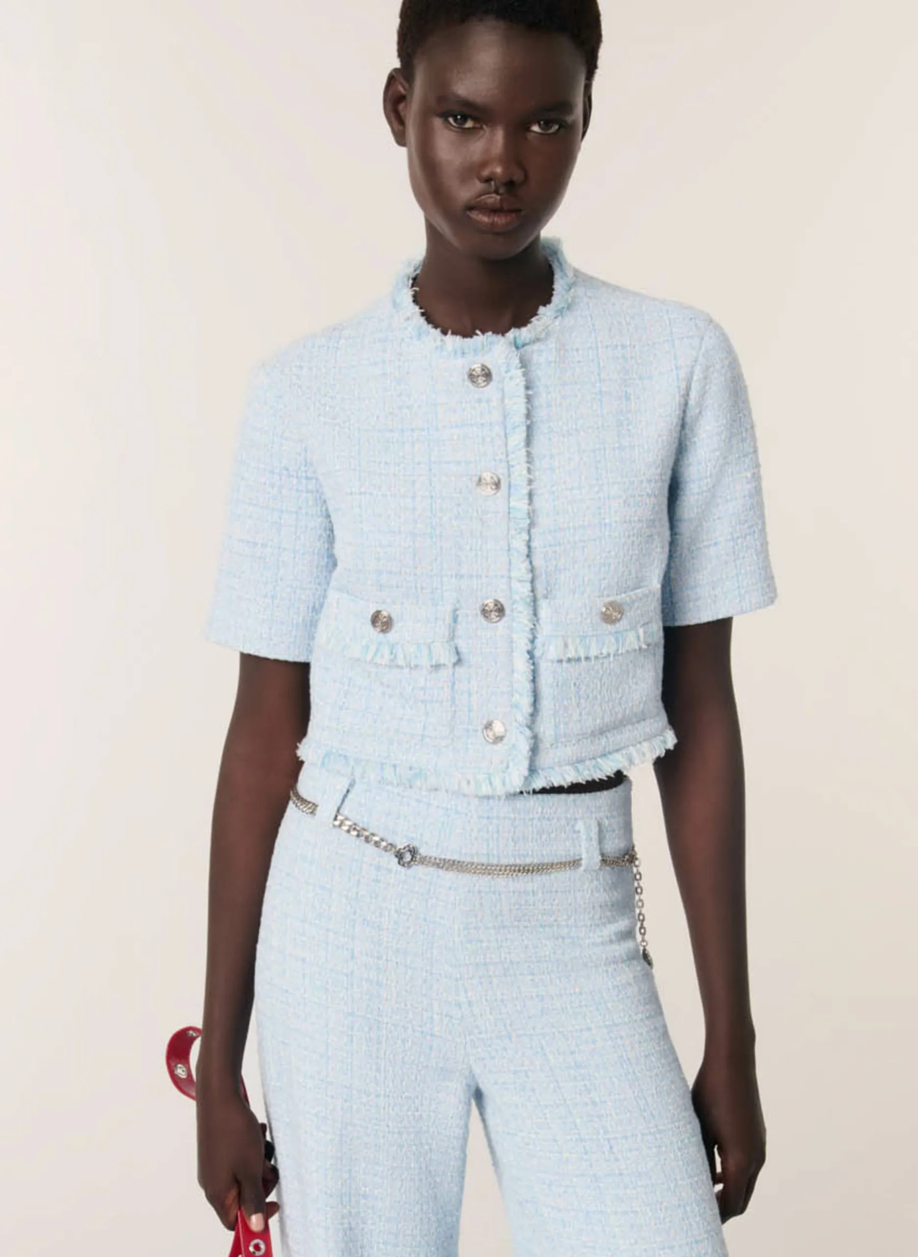 Gerade geschnittene Jacke aus Baumwollmischung Blau