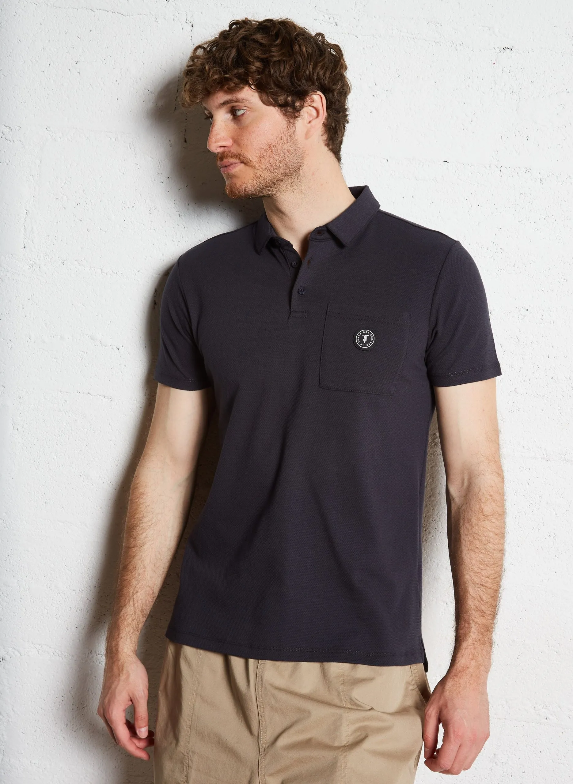 Gerade geschnittenes Poloshirt aus Baumwoll-Mix Blau CALO