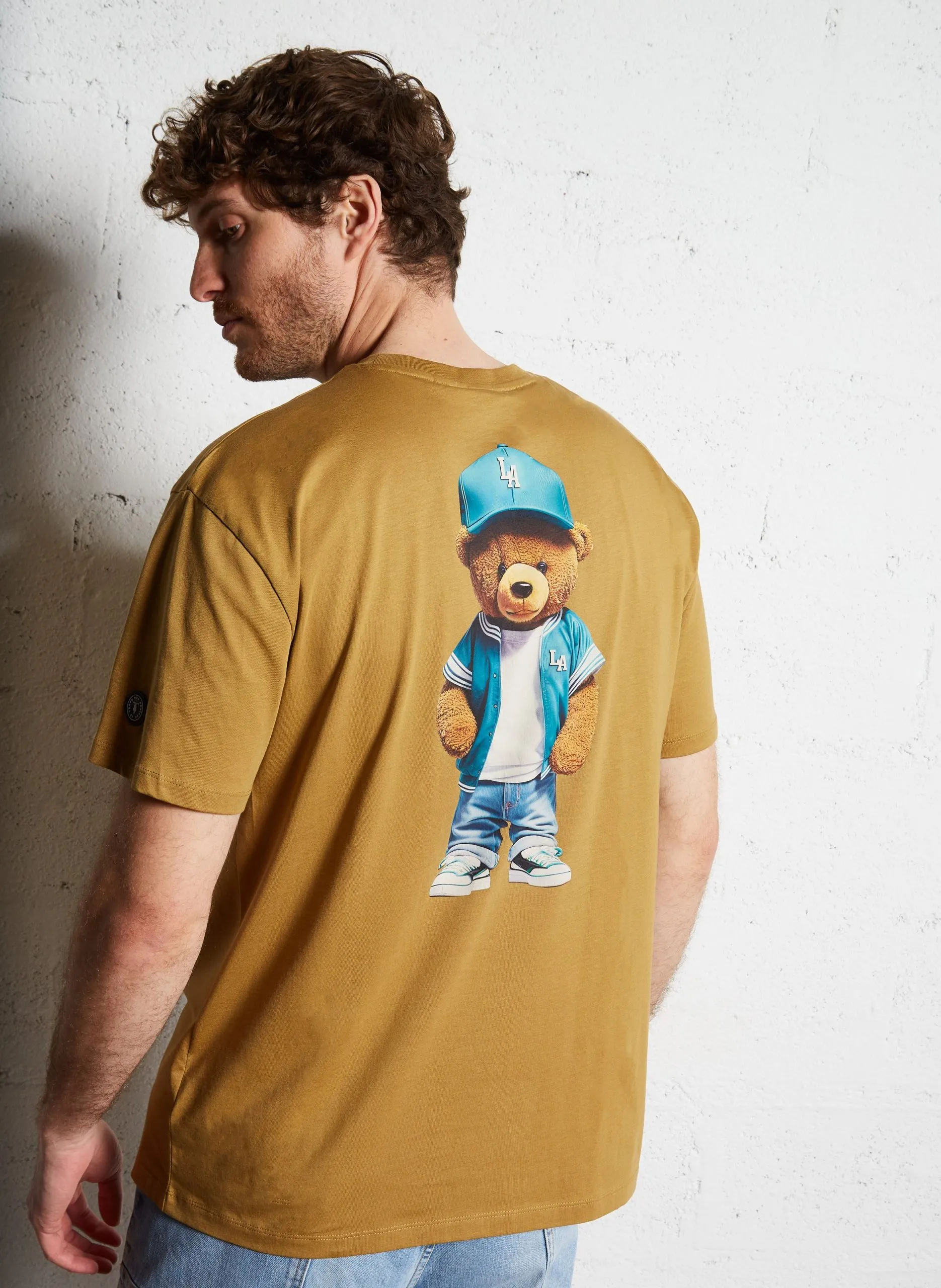 Gerader T-Shirt aus bedruckter Baumwolle Weiss LOM