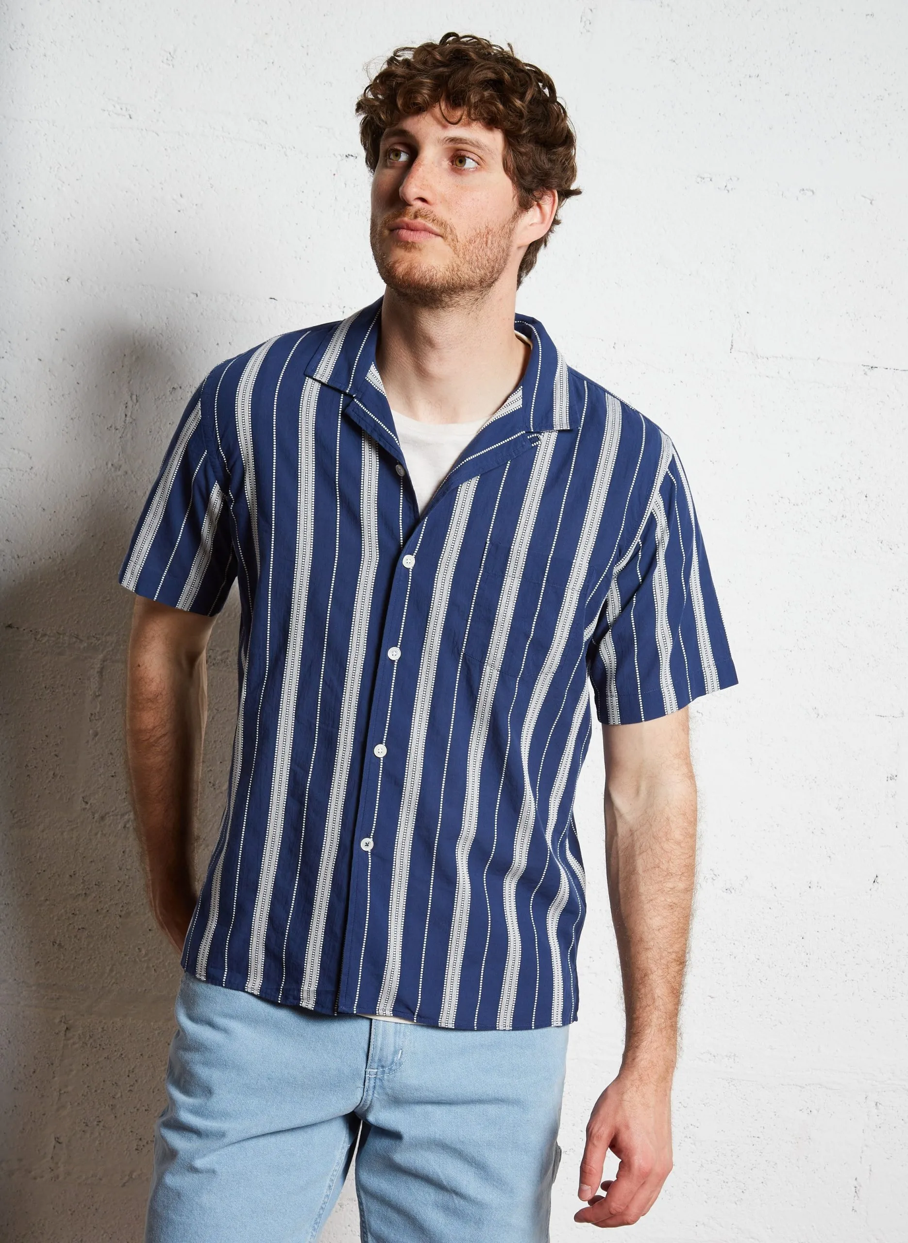 Baumwoll-Bluse Blau PALM MC