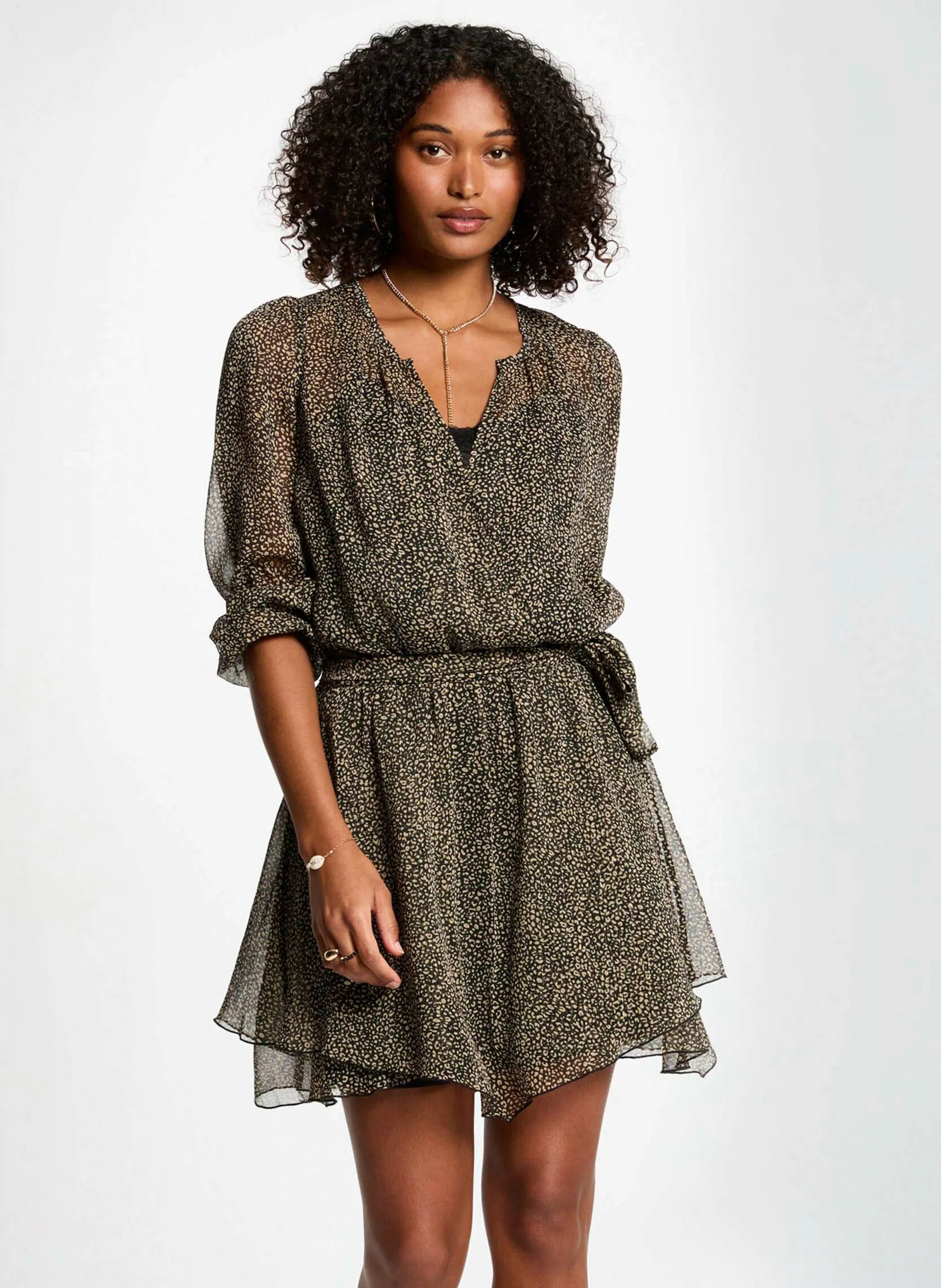 Kurzkleid mit Leoparden-Jacquardmuster Mehrfarbig 251-RNONO