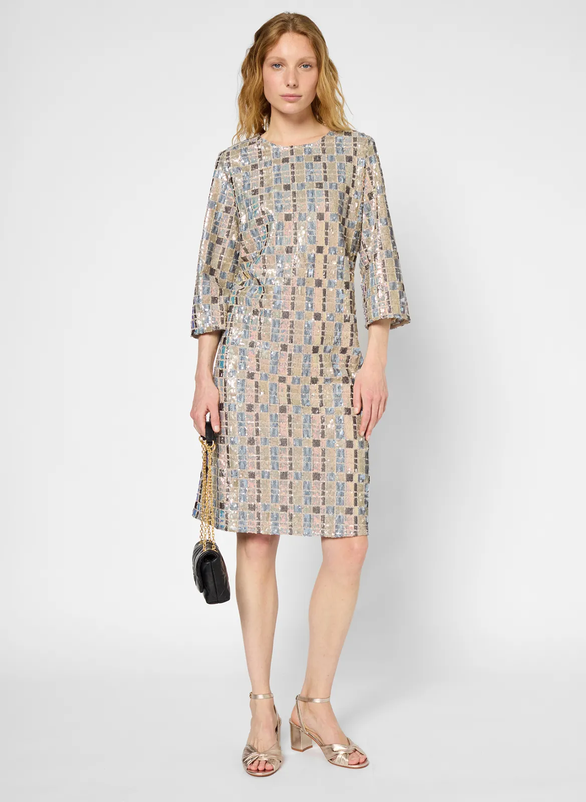 Kurzkleid mit U-Boot-Ausschnitt Blau PATY