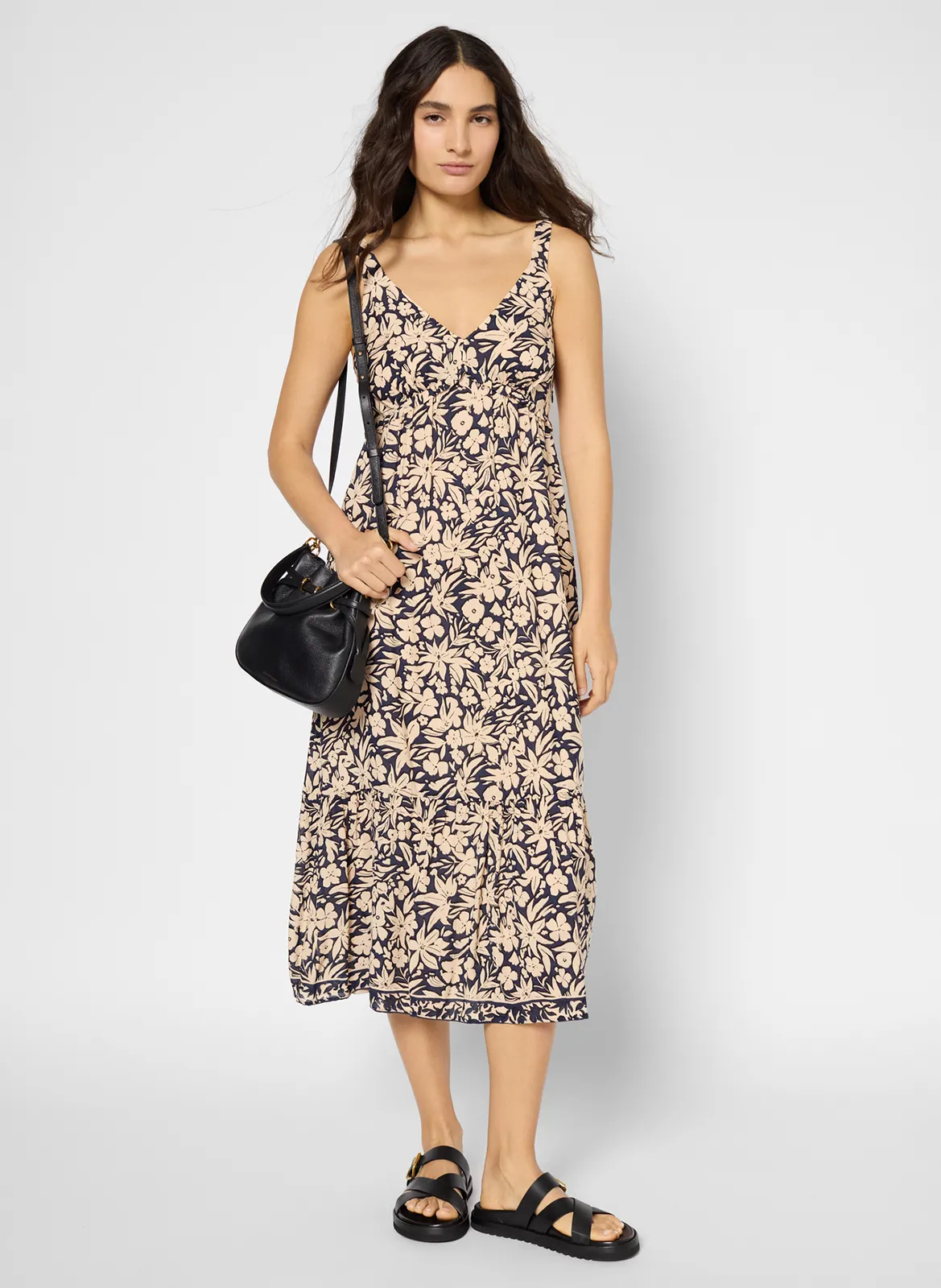 Bedrucktes Midikleid mit Trägern Blau PIOLINE