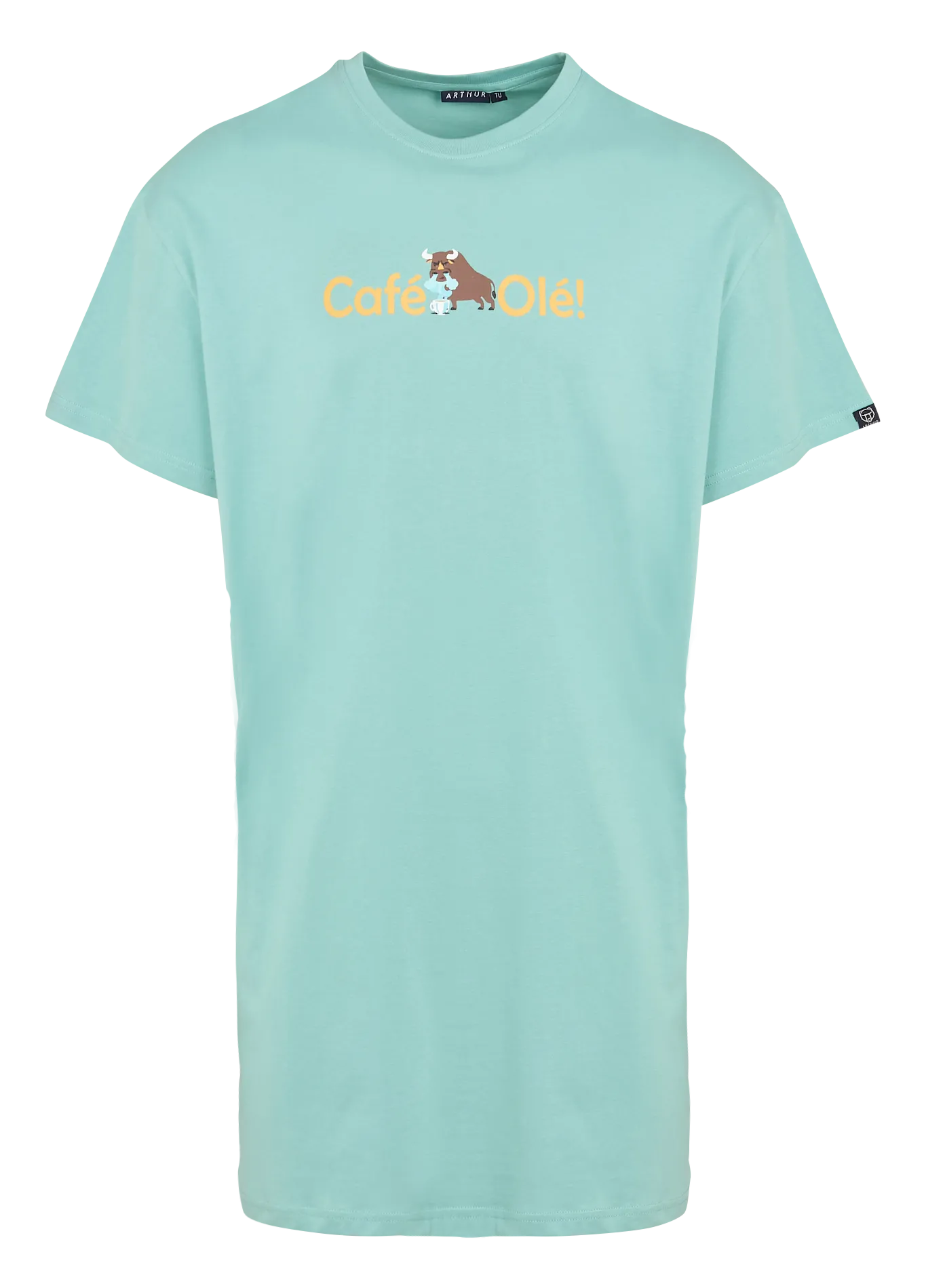 Bluse Rundhalsausschnitt aus Baumwolle Blau