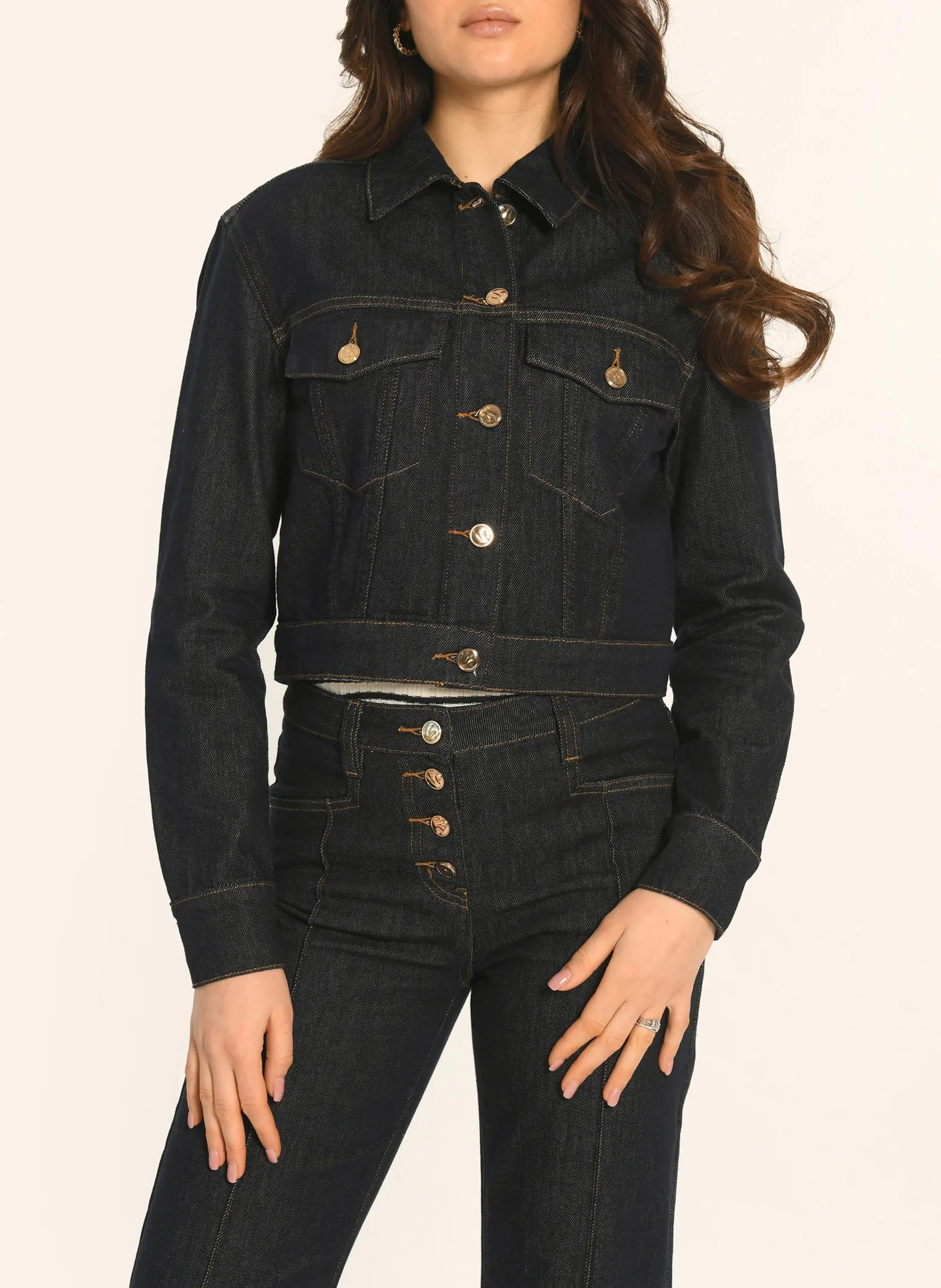 Gerade geschnittene Jacke aus Baumwoll-Mix Schwarz ARIETTE