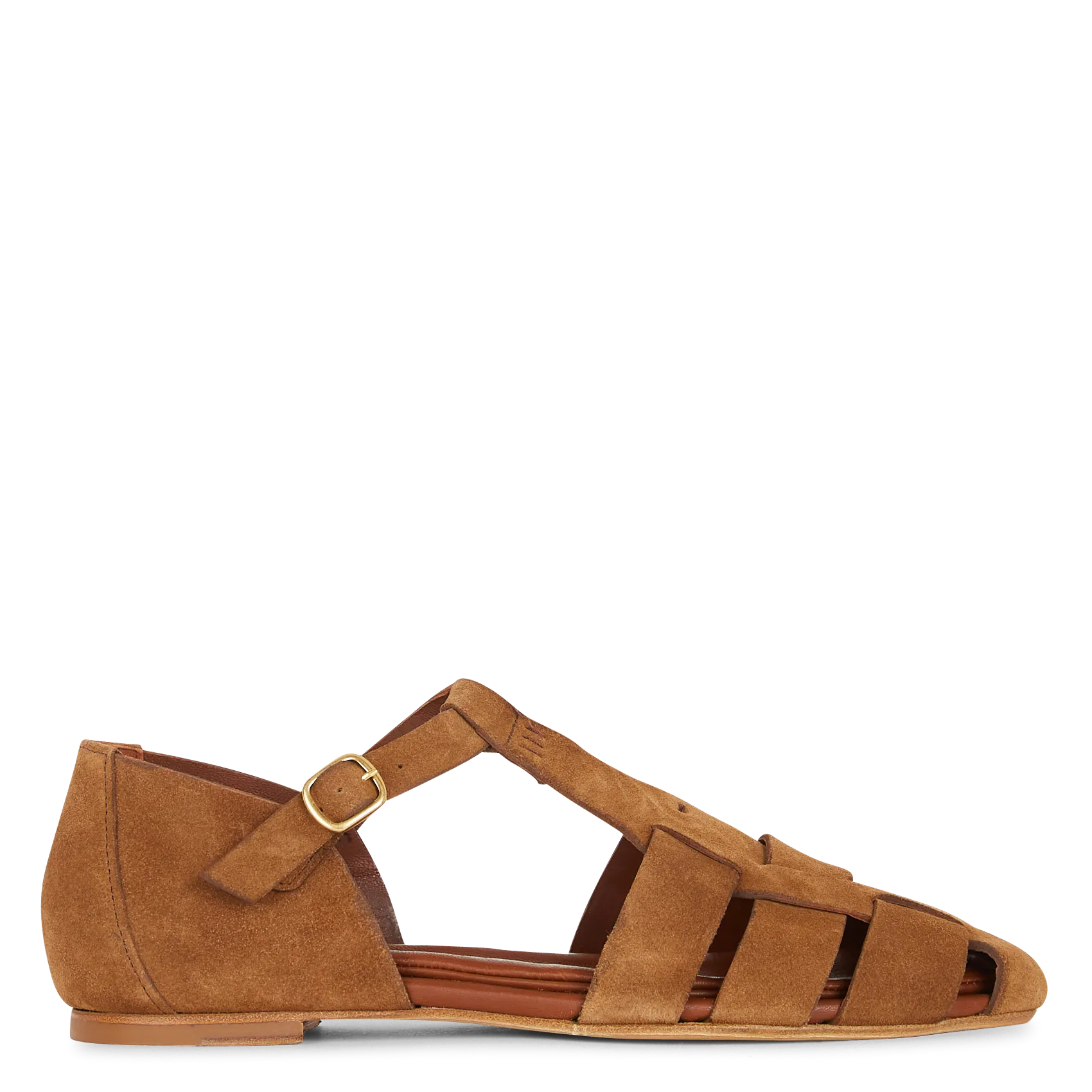 Avarca Berlin - Flache Ledersandalen mit Samt Braun LAIN