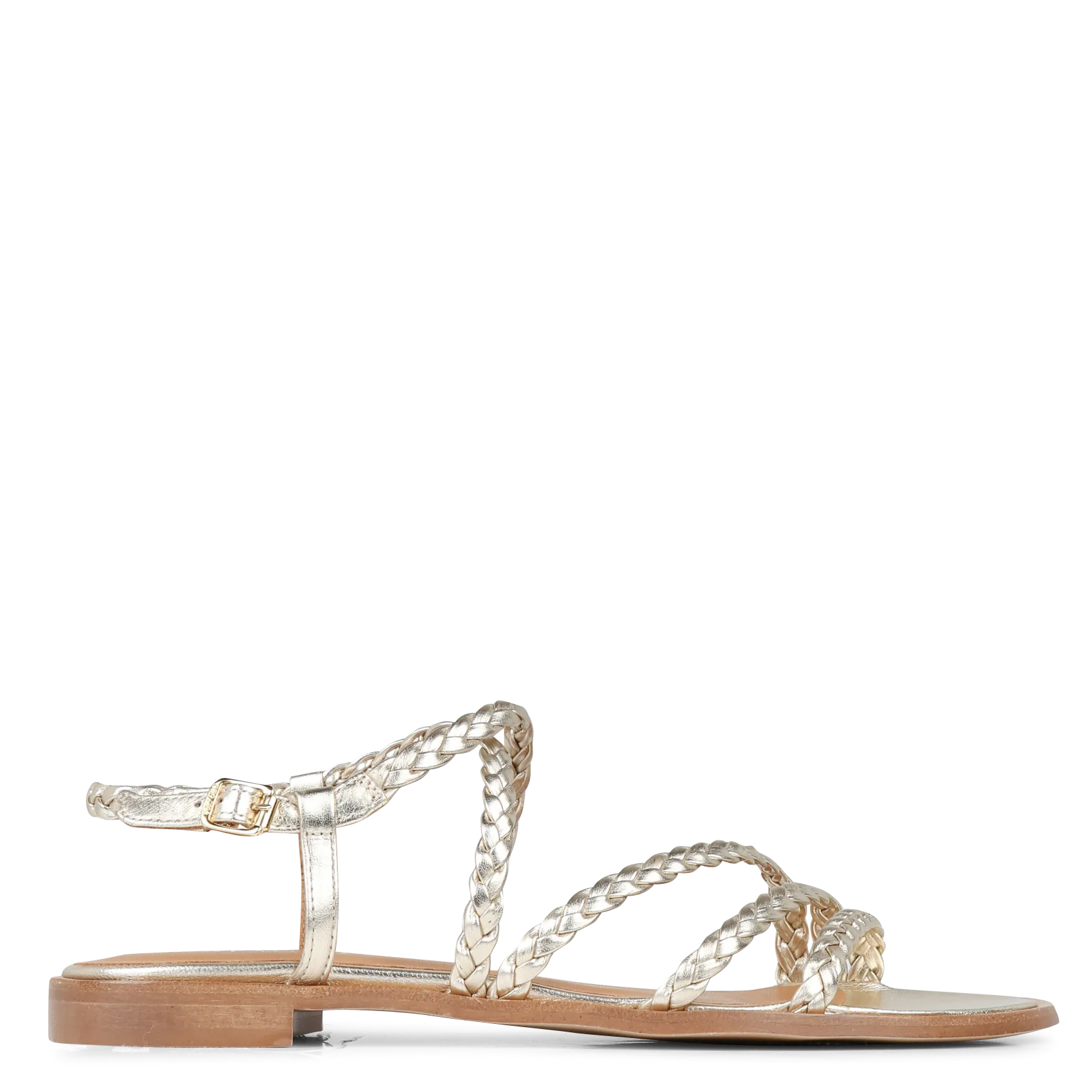 Avarca Berlin - Flache Ledersandalen mit Samt Golden FIRMA