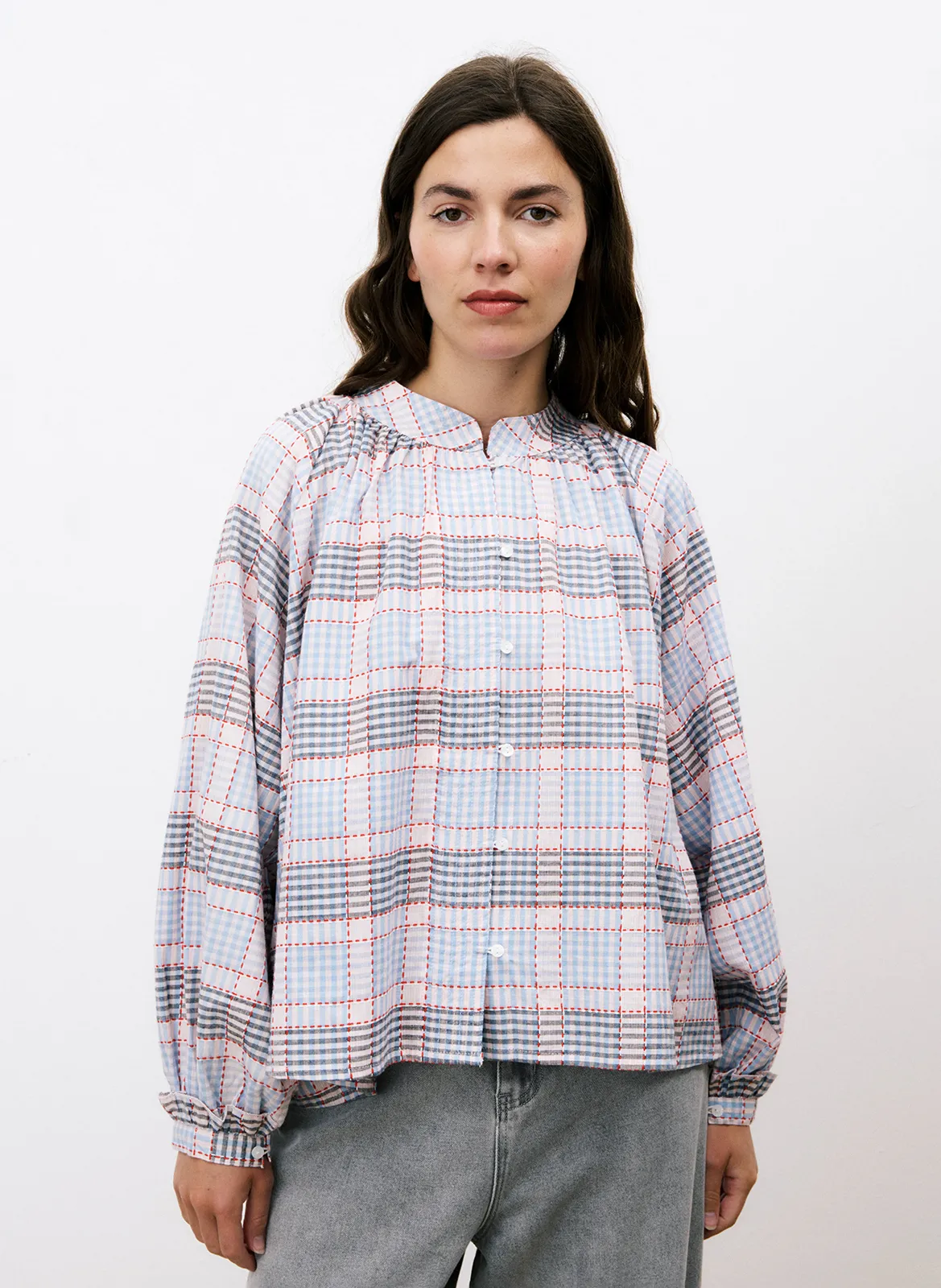 Bedruckte Bluse mit Rundhalsausschnitt Blau MAILE