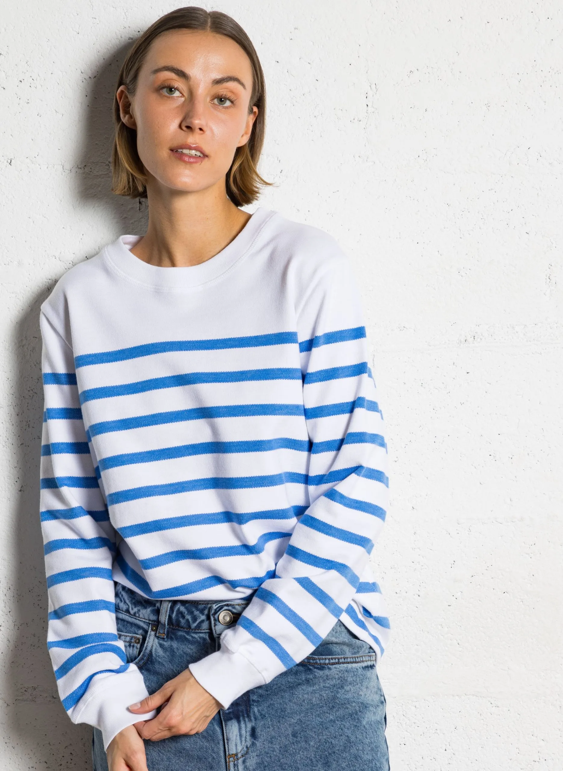 Gerade geschnittenes Rundhals-Sweatshirt aus Baumwolle Mehrfarbig