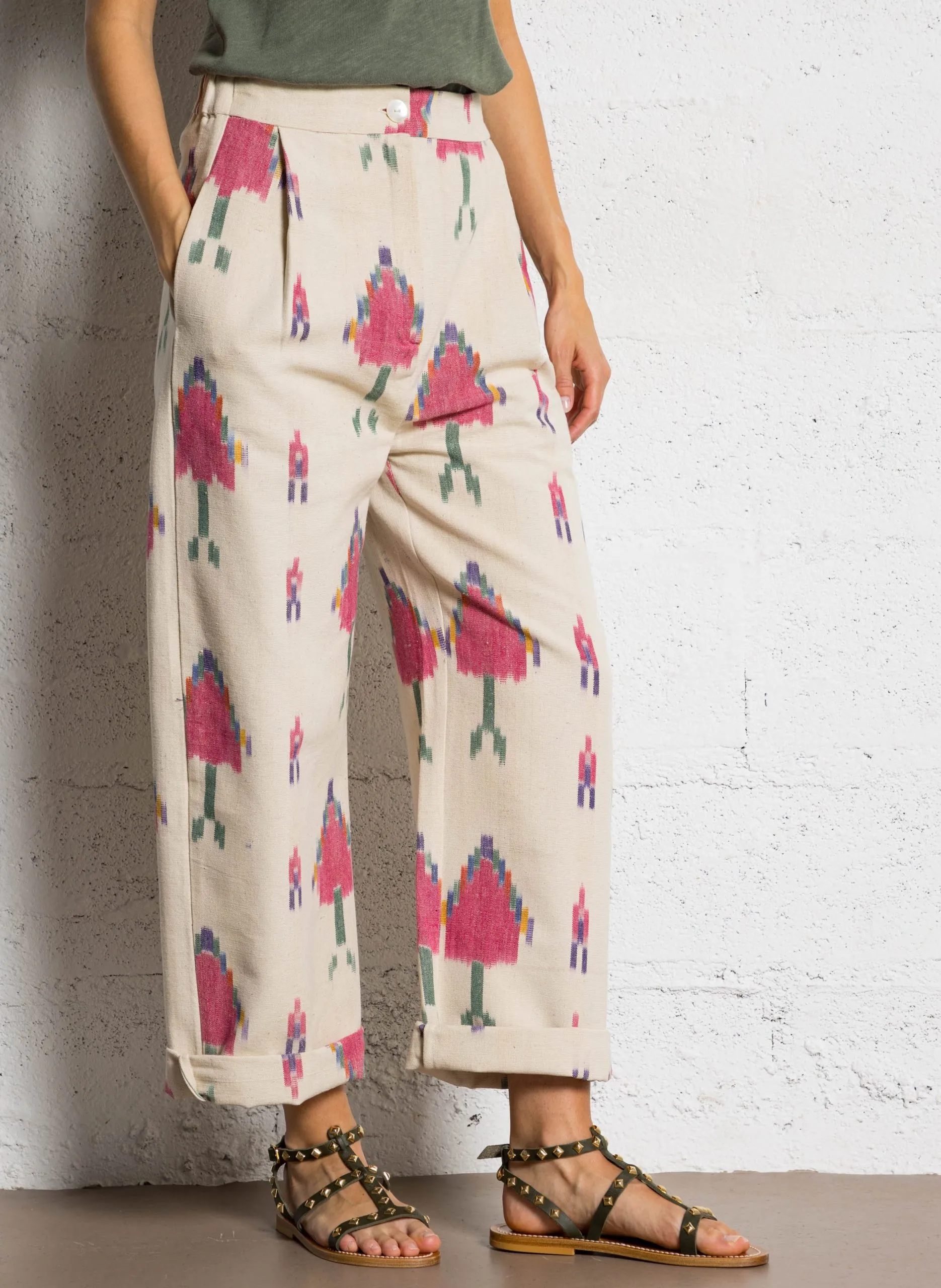 Weite Baumwollhose mit Print Mehrfarbig LIBBY
