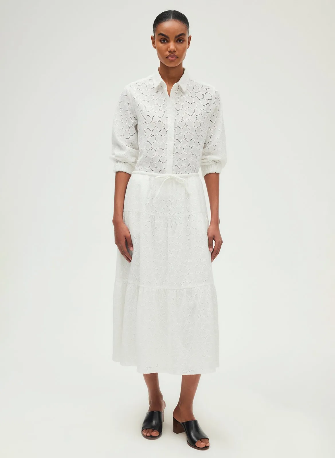 Ausgestellter Maxirock aus Baumwolle Weiss VASSIA