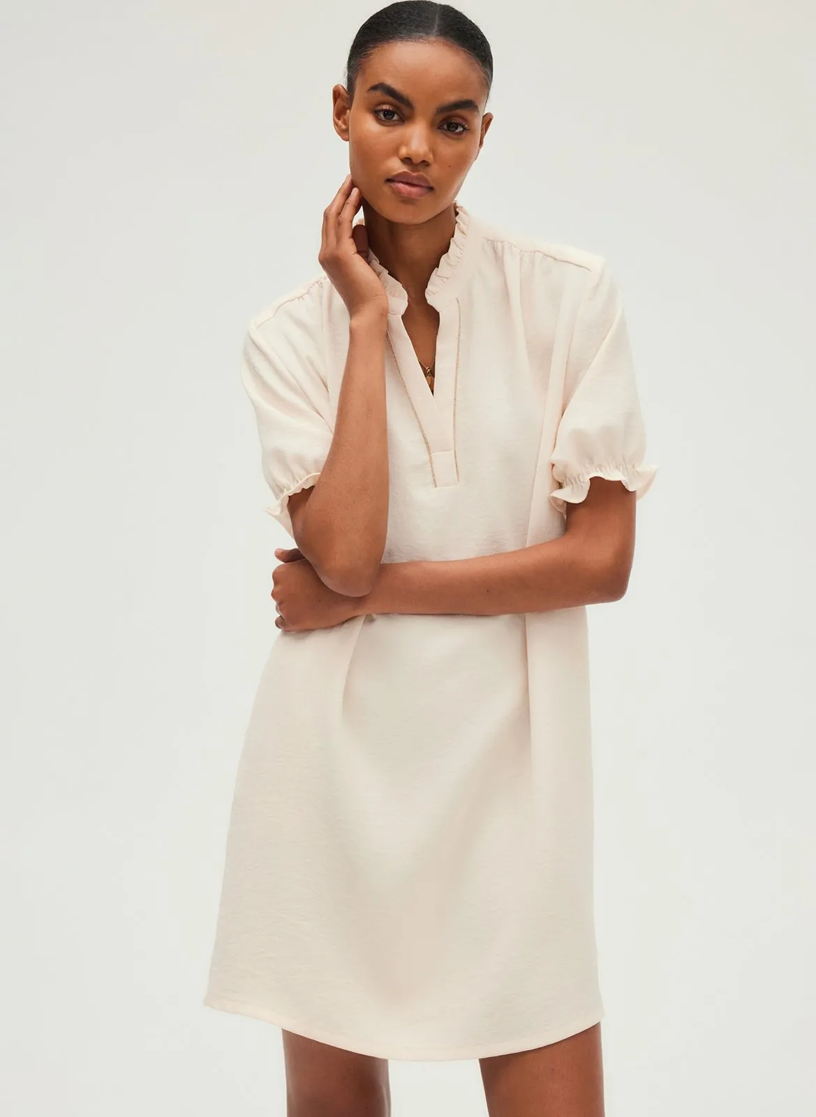 Baumwollkleid Beige PALMIRA