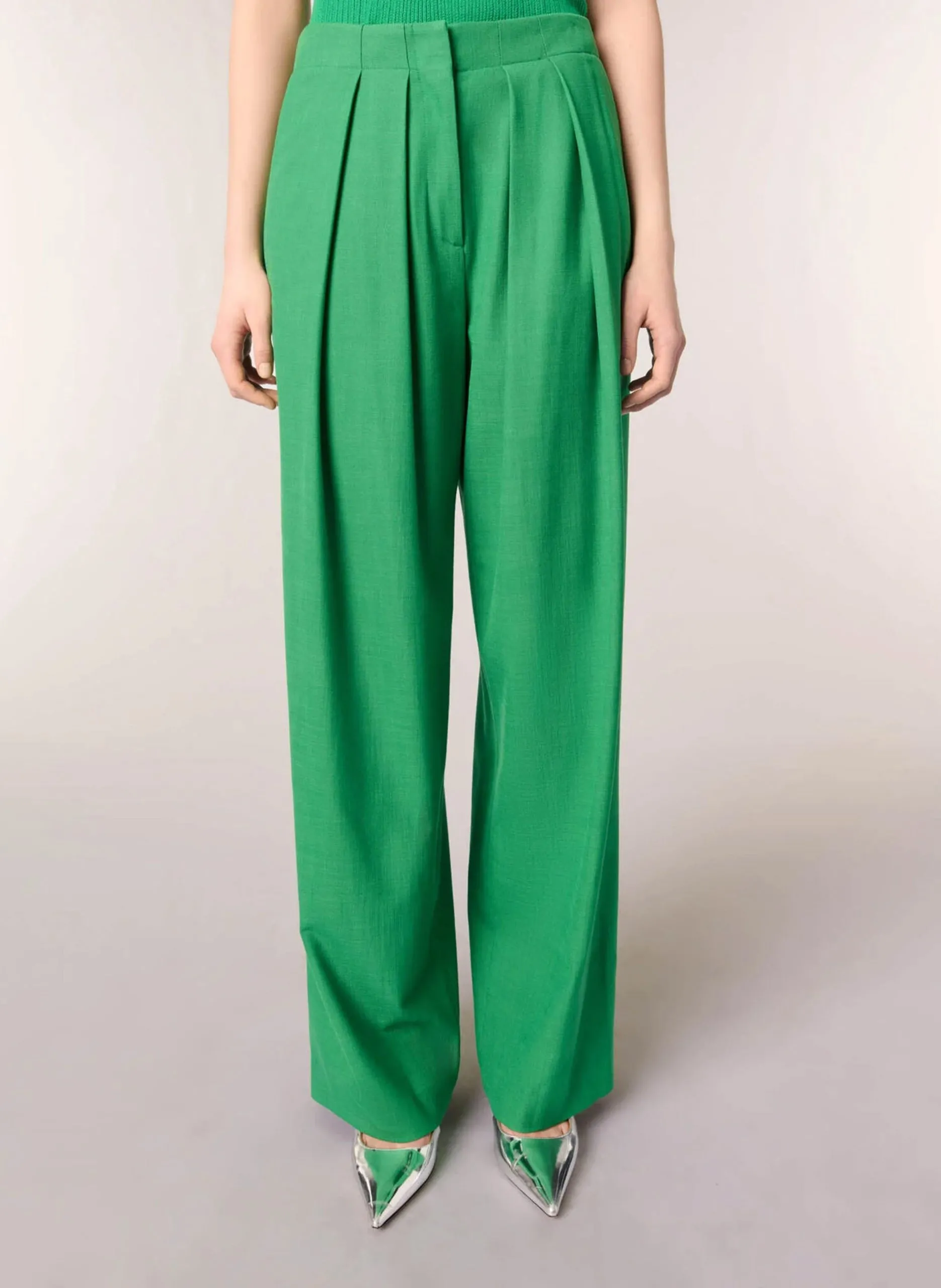 Weite Bundfaltenhose Grun