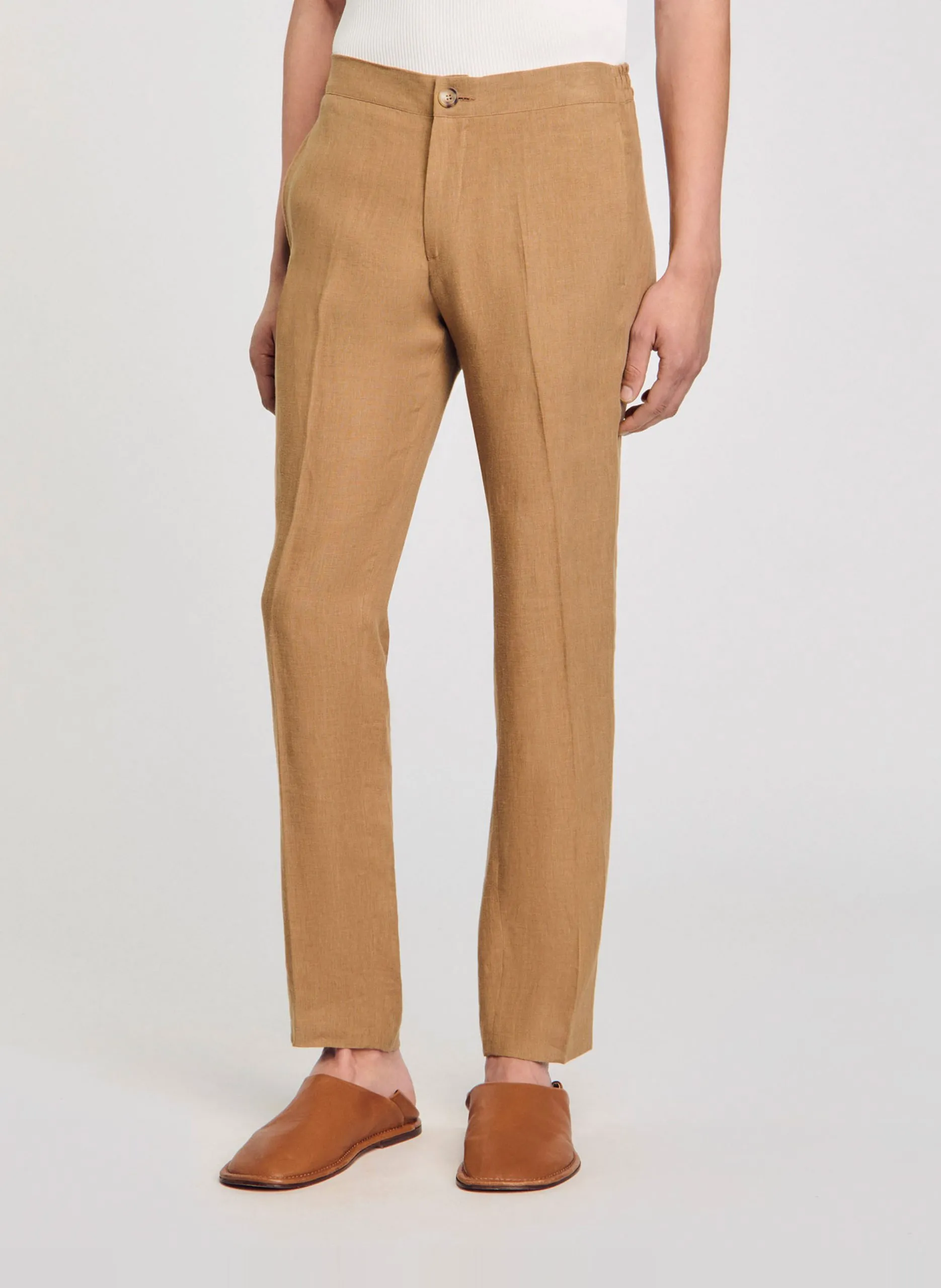 Gerade geschnittene Leinenhose Braun
