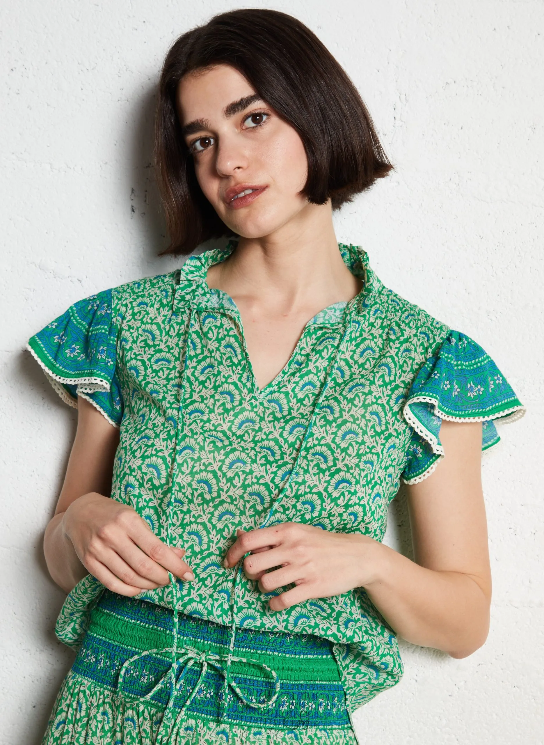 Ärmelloses Oberteil, bedruckt Grun DANA