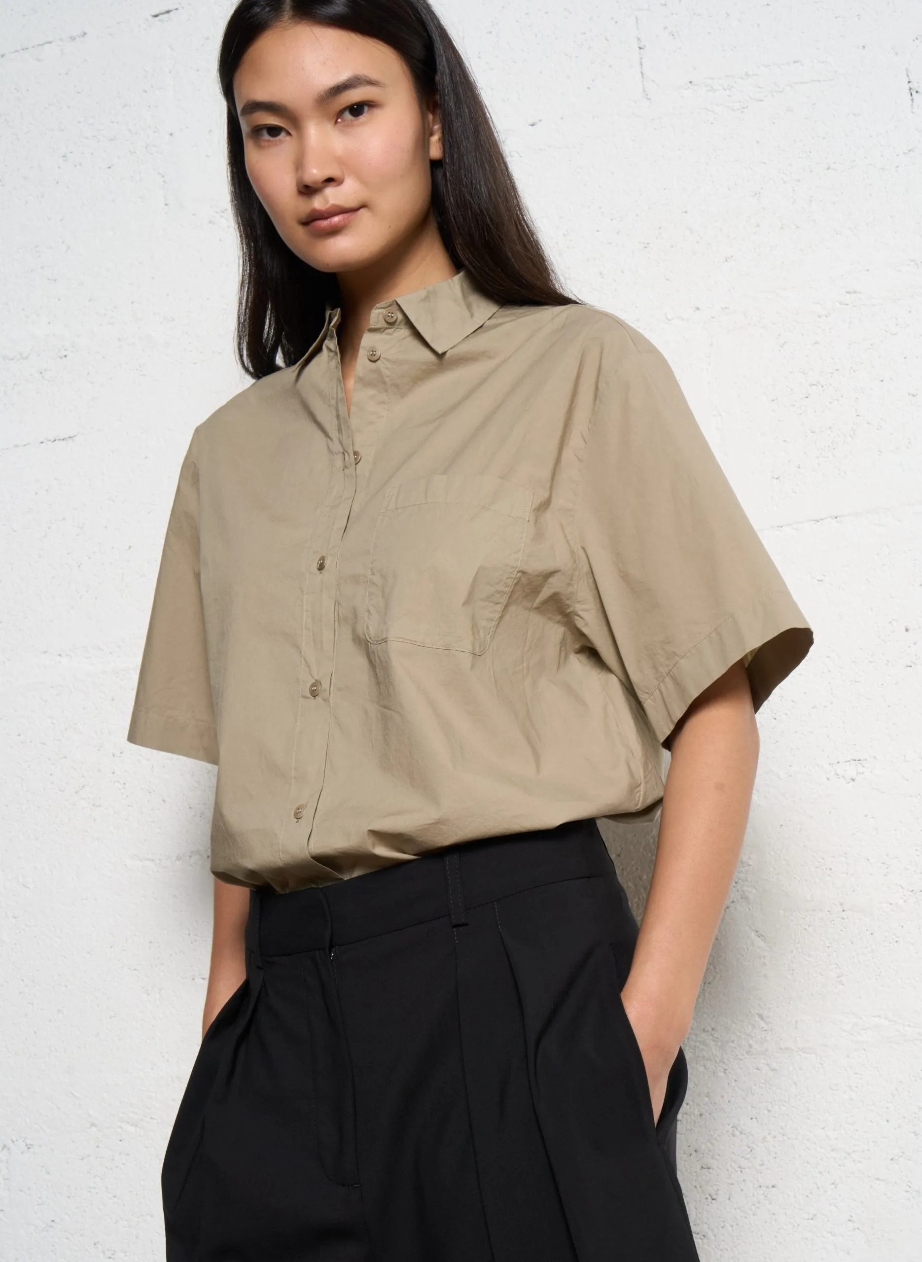 Bio-Baumwollbluse mit klassischem Kragen Grau KLINT